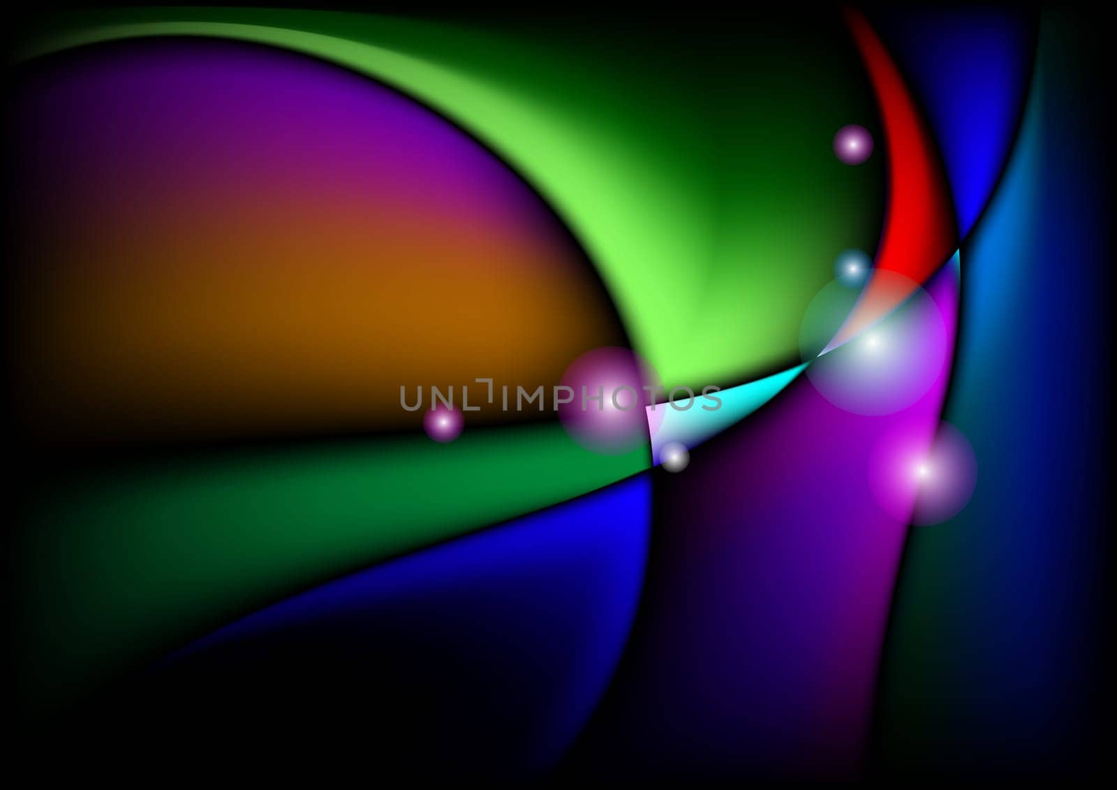 Wavy abstract bright colorful background for design. Black release.