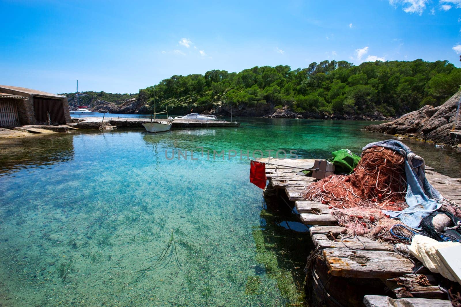 Ibiza Cala Mestella Mastella in Santa Eulalia del Rio at Balearic islands