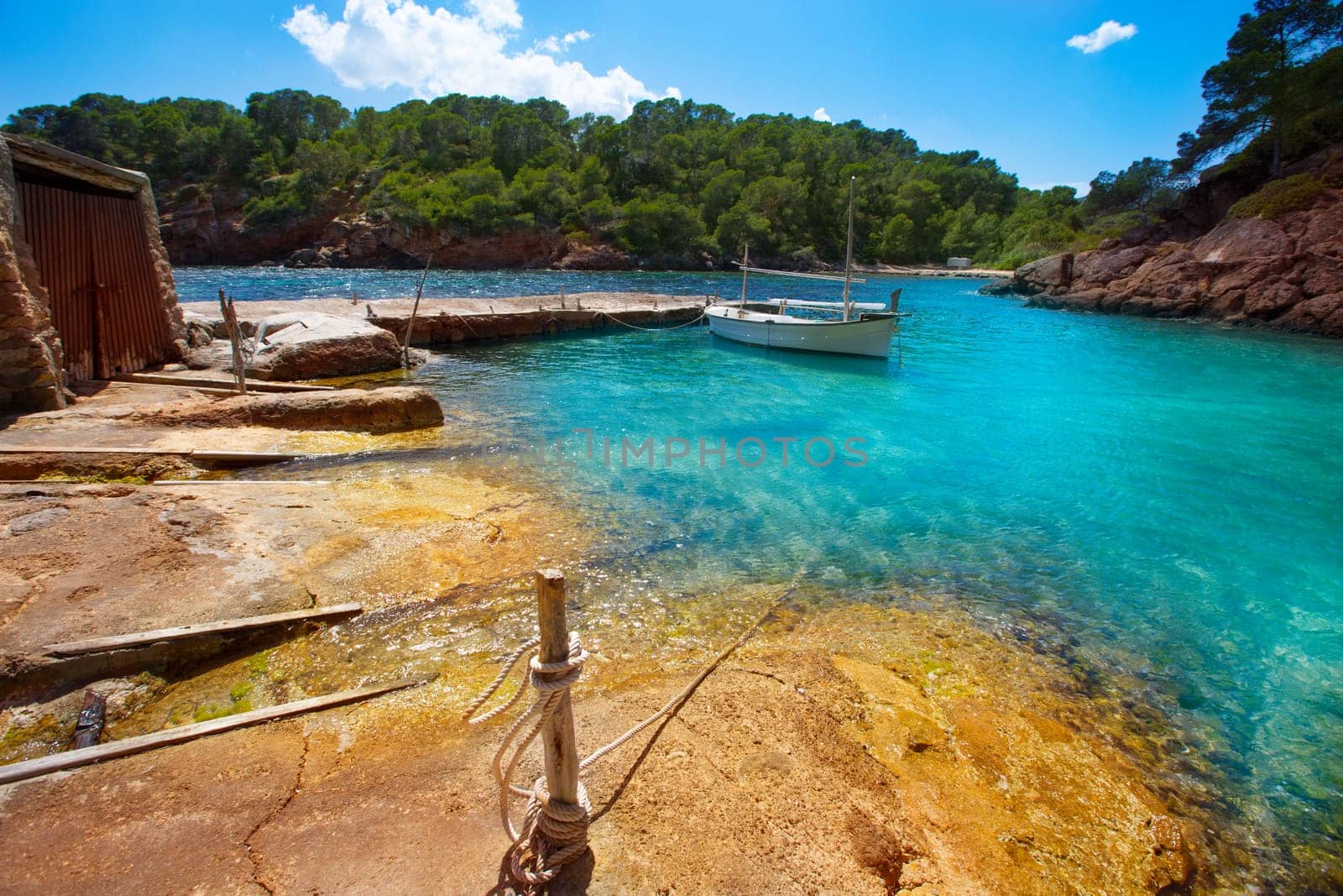 Ibiza Cala Mestella Mastella in Santa Eularia des Riu at Balearic islands