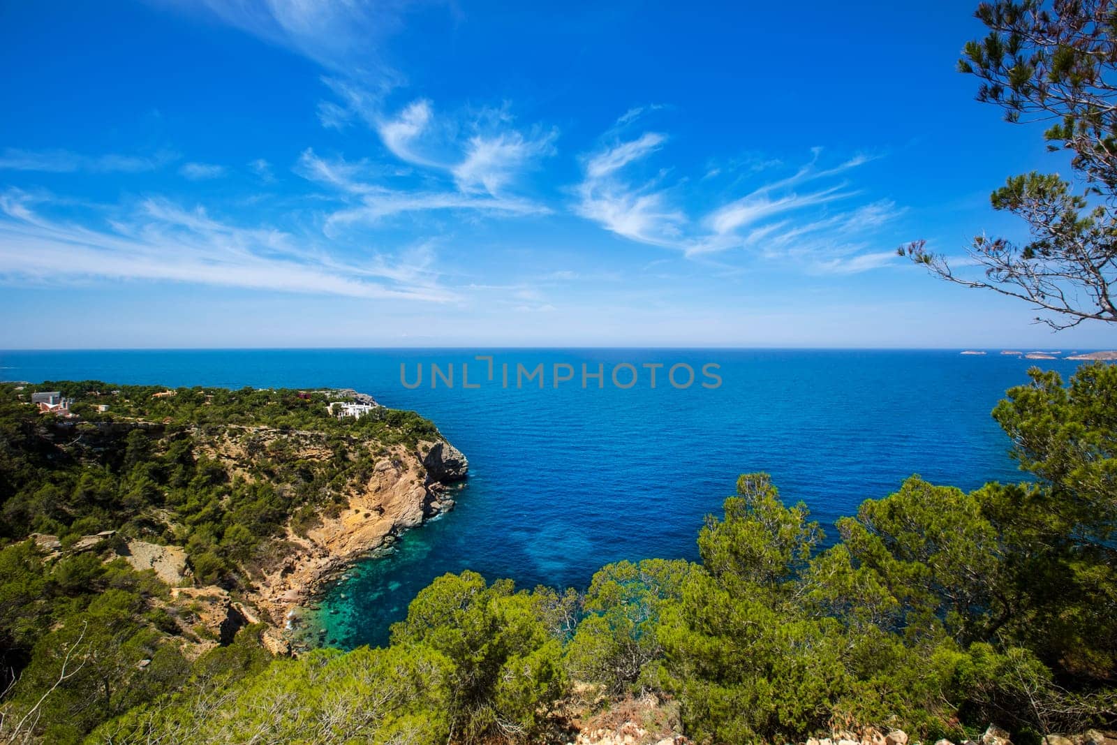 cala Vedella Vadella Ibiza island with Mediterranean sea in Balearic Islands
