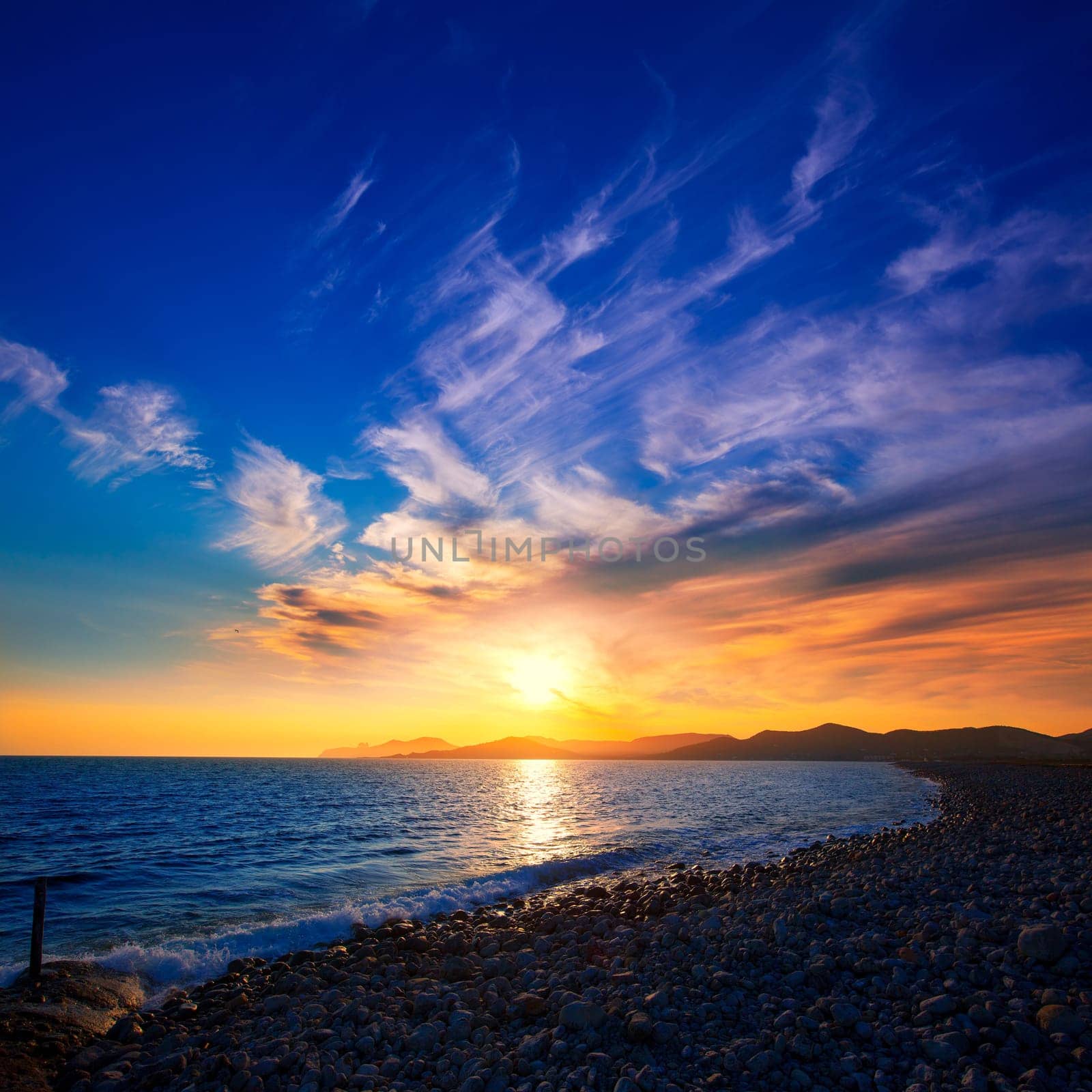 Ibiza Cap des Falco beach sunset and Es Vedra in Sant Josep Balearic Islands