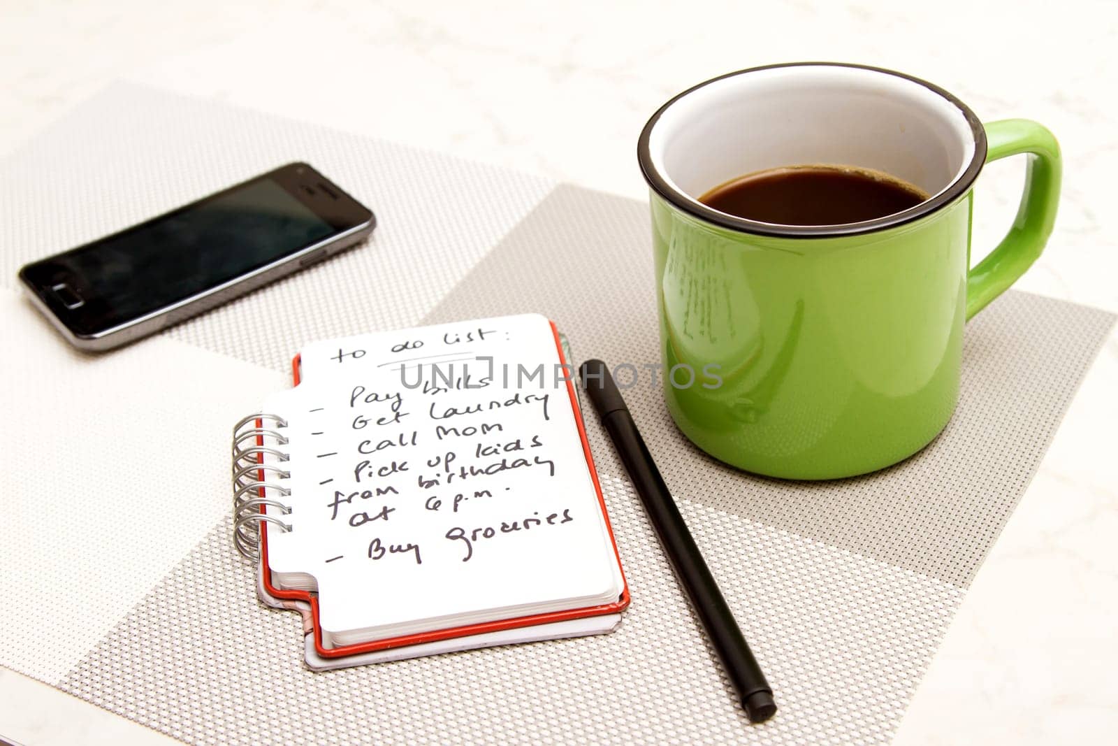 To do list meanwhile having a coffee.