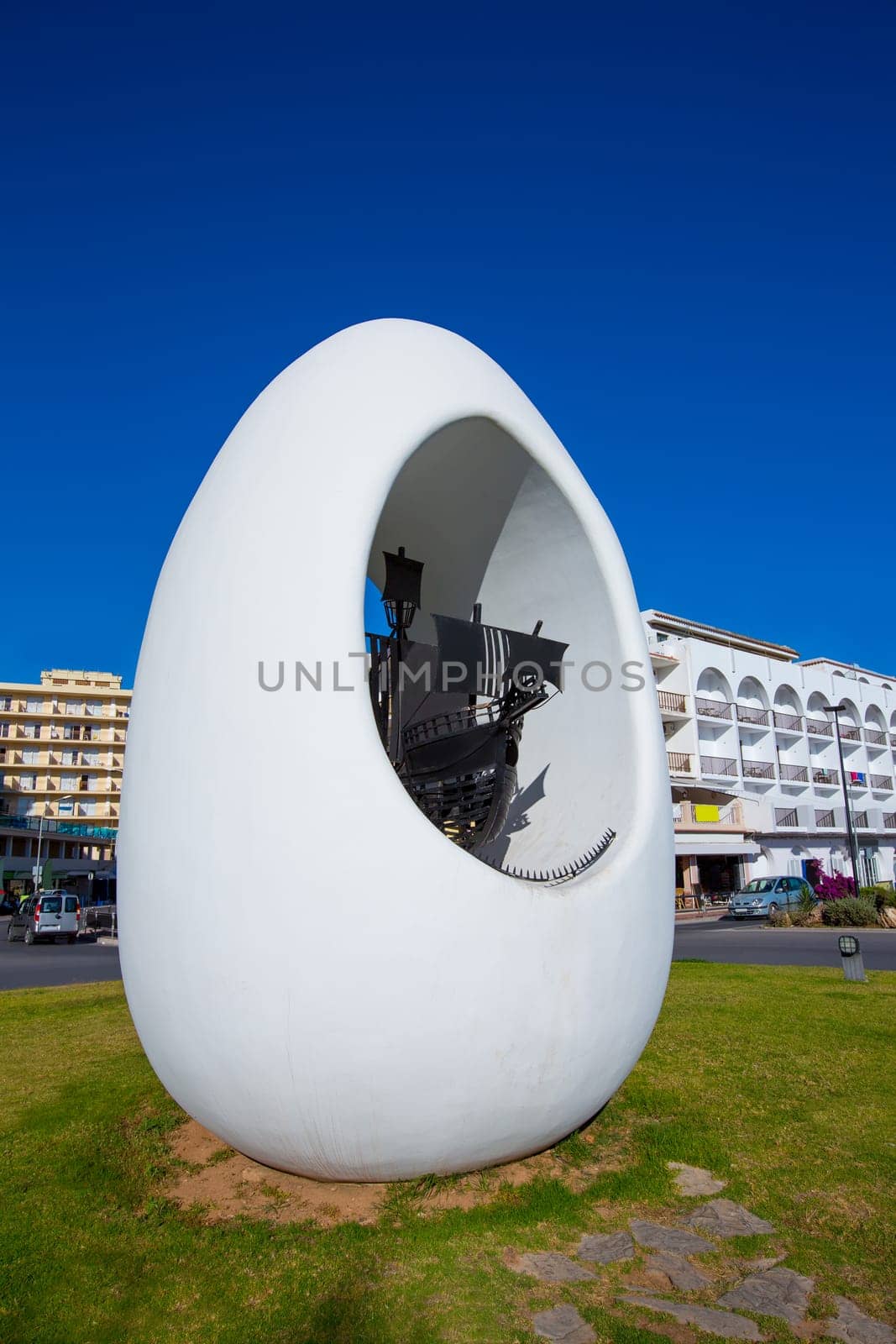 Ibiza san Antonio Abad de Portmany egg square statue downtown Baearic Islands