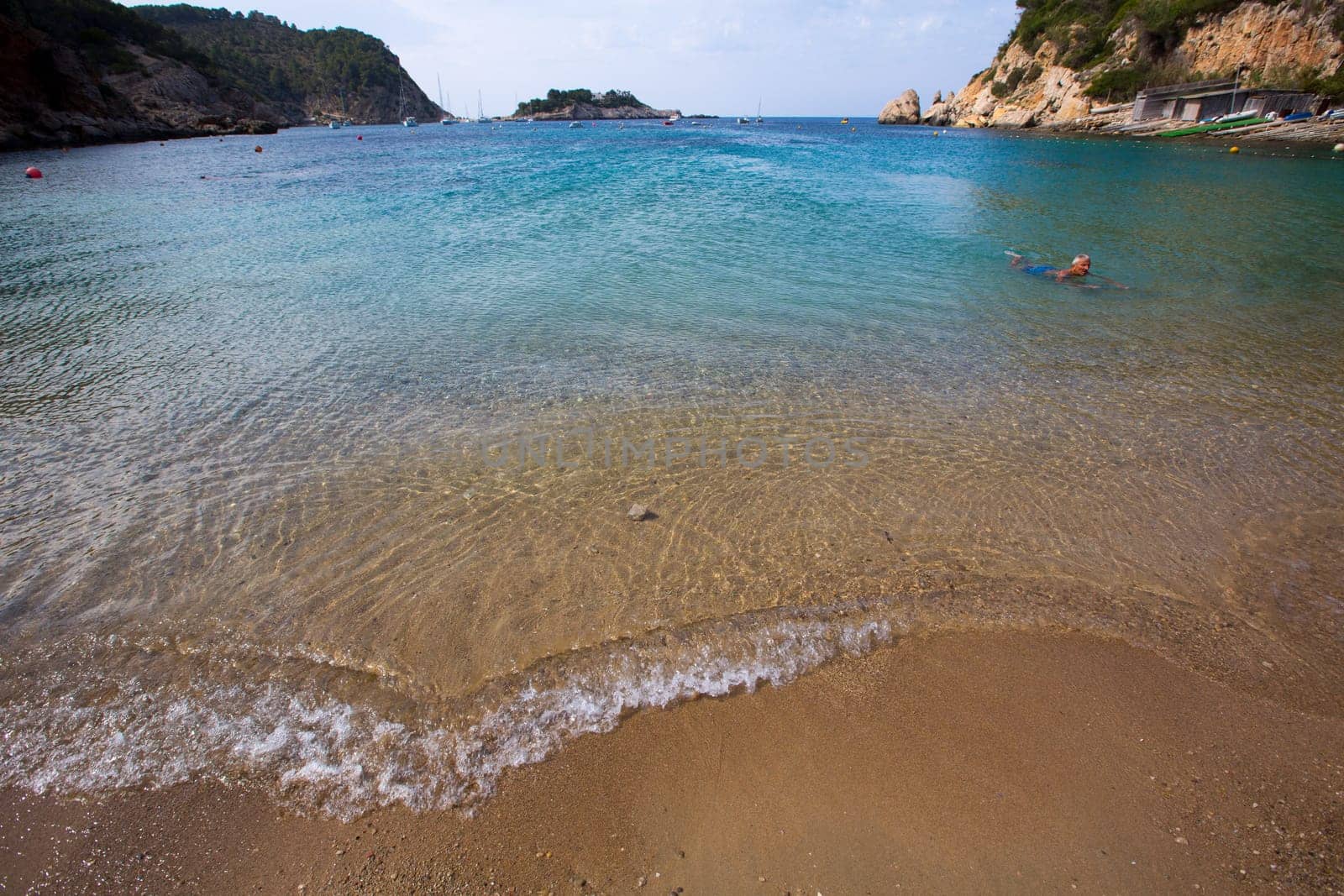 ibiza Port de Sant Miquel San Miguel beach in Balearic islands Spain
