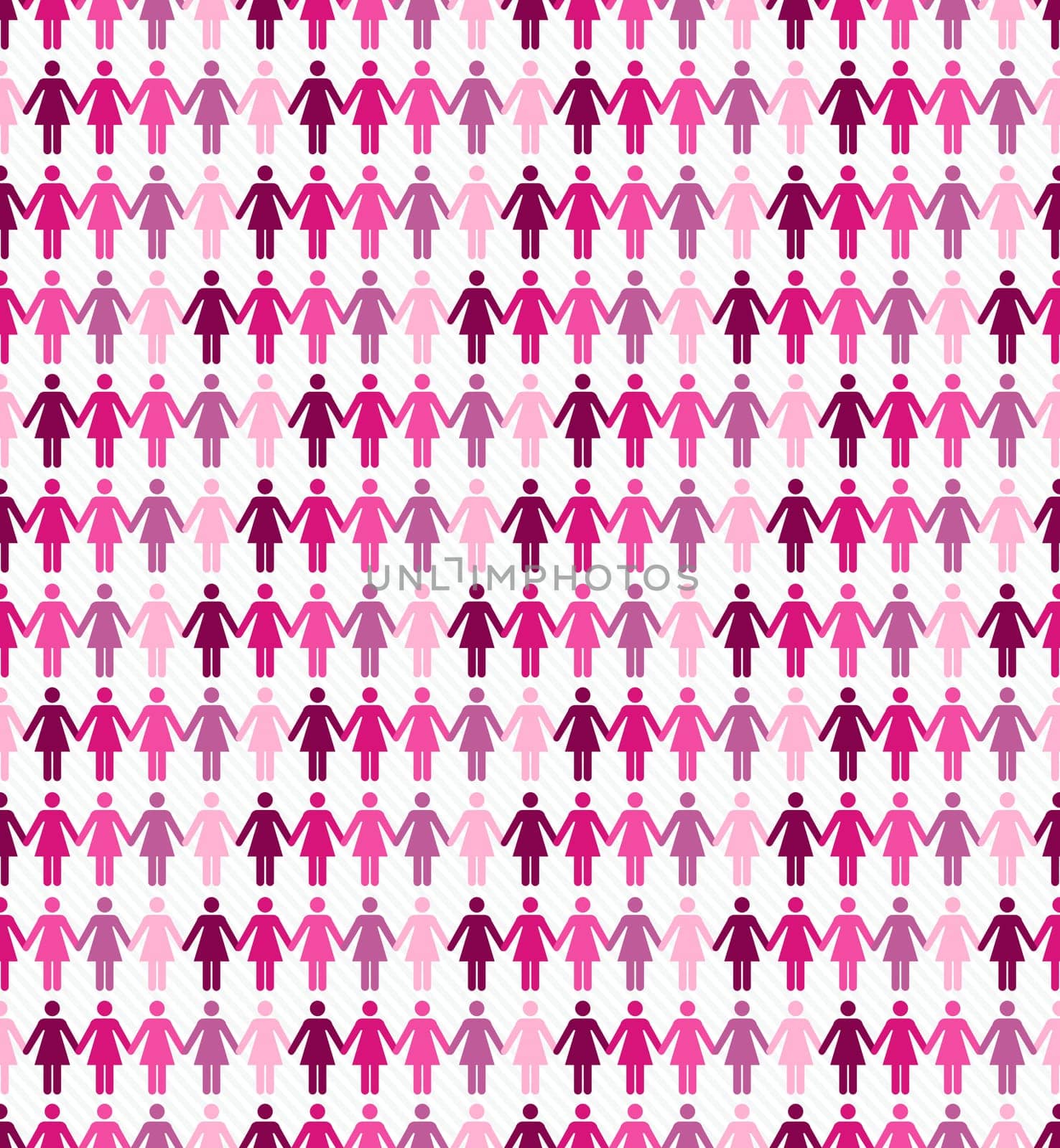 Breast cancer awareness ribbon elements women figures seamless pattern background. Vector file organized in layers for easy editing.