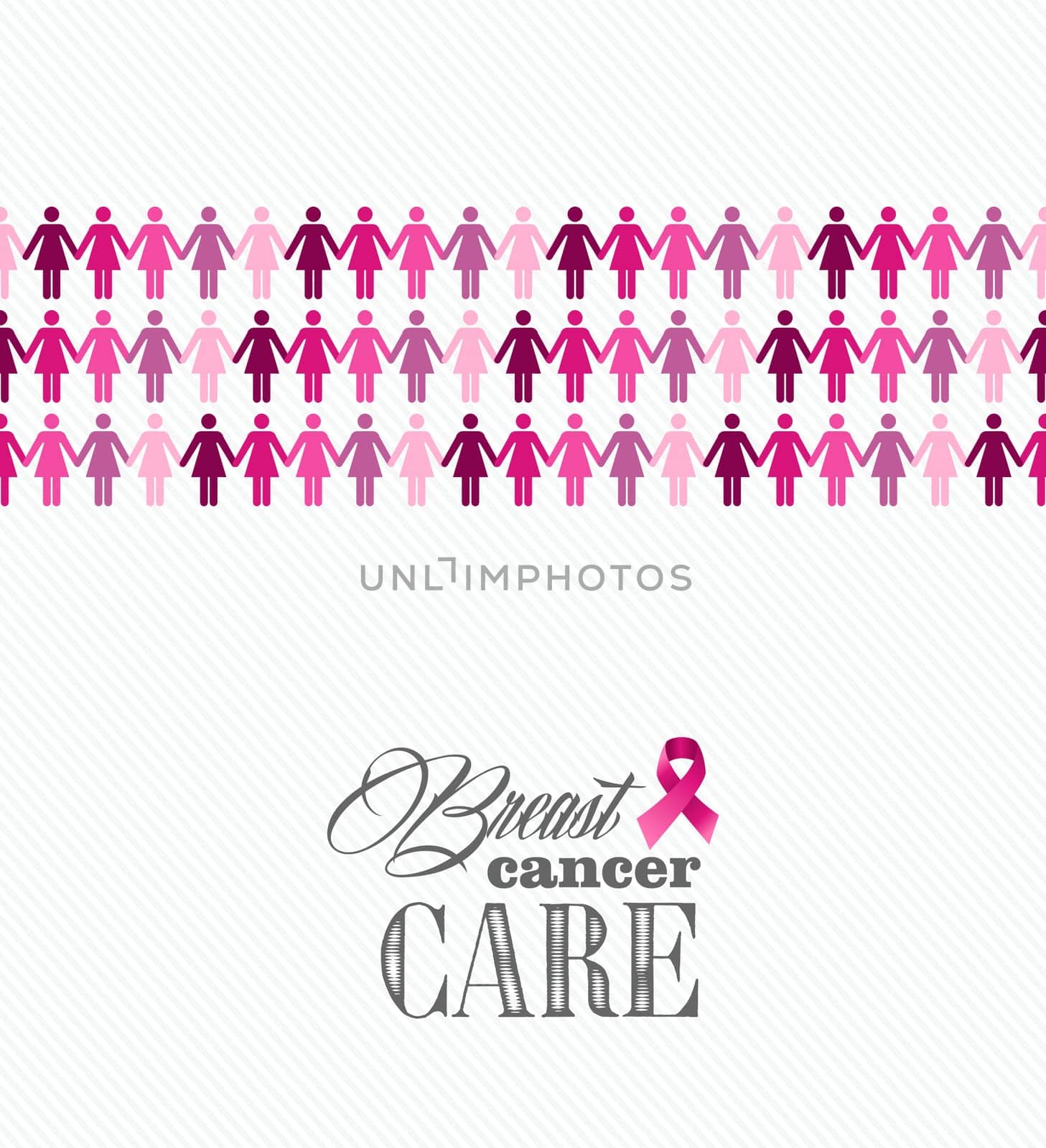 Breast cancer awareness ribbon elements women figures illustration. Vector file organized in layers for easy editing.