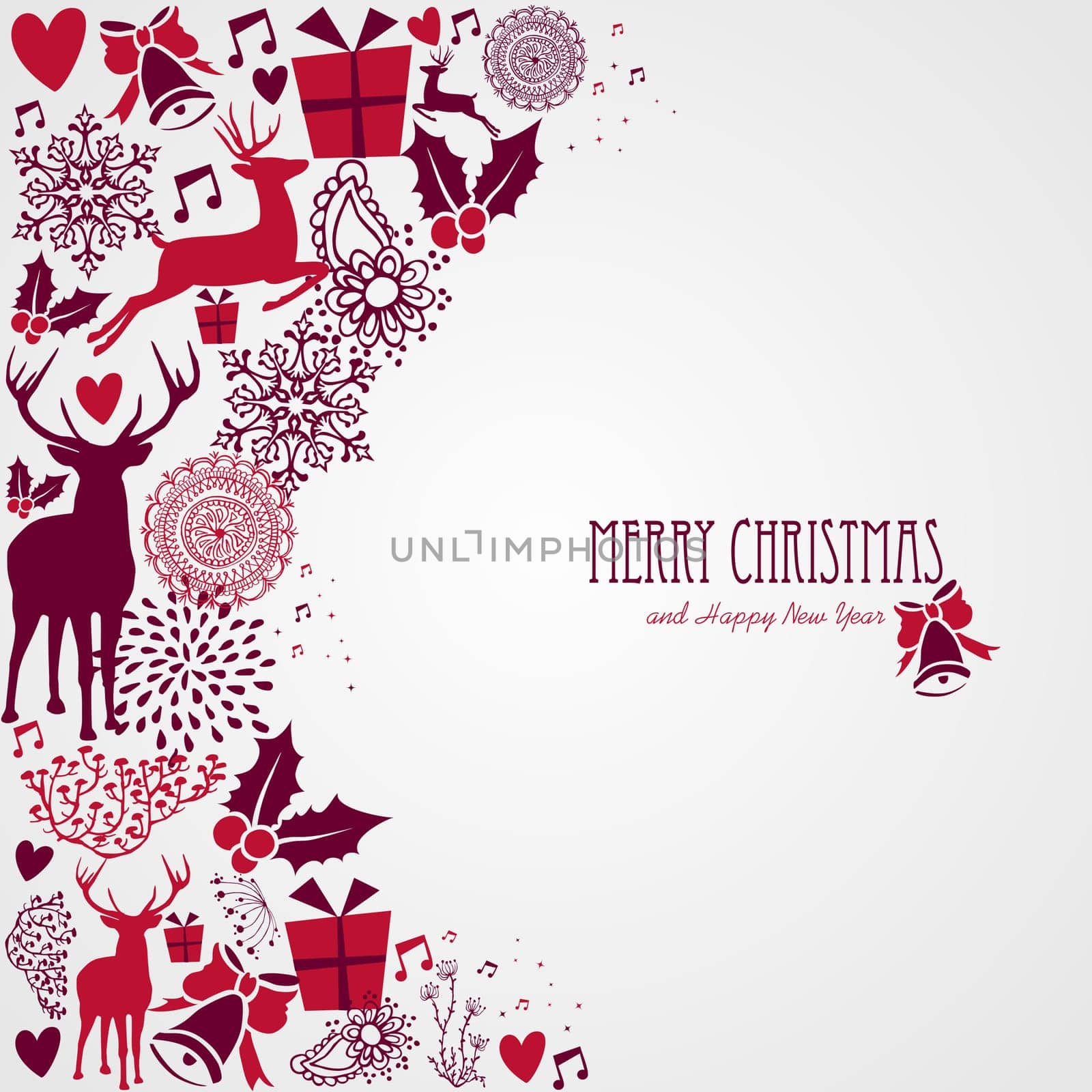 Merry Christmas holiday vintage elements and text background.Vector file organized in layers for easy editing.