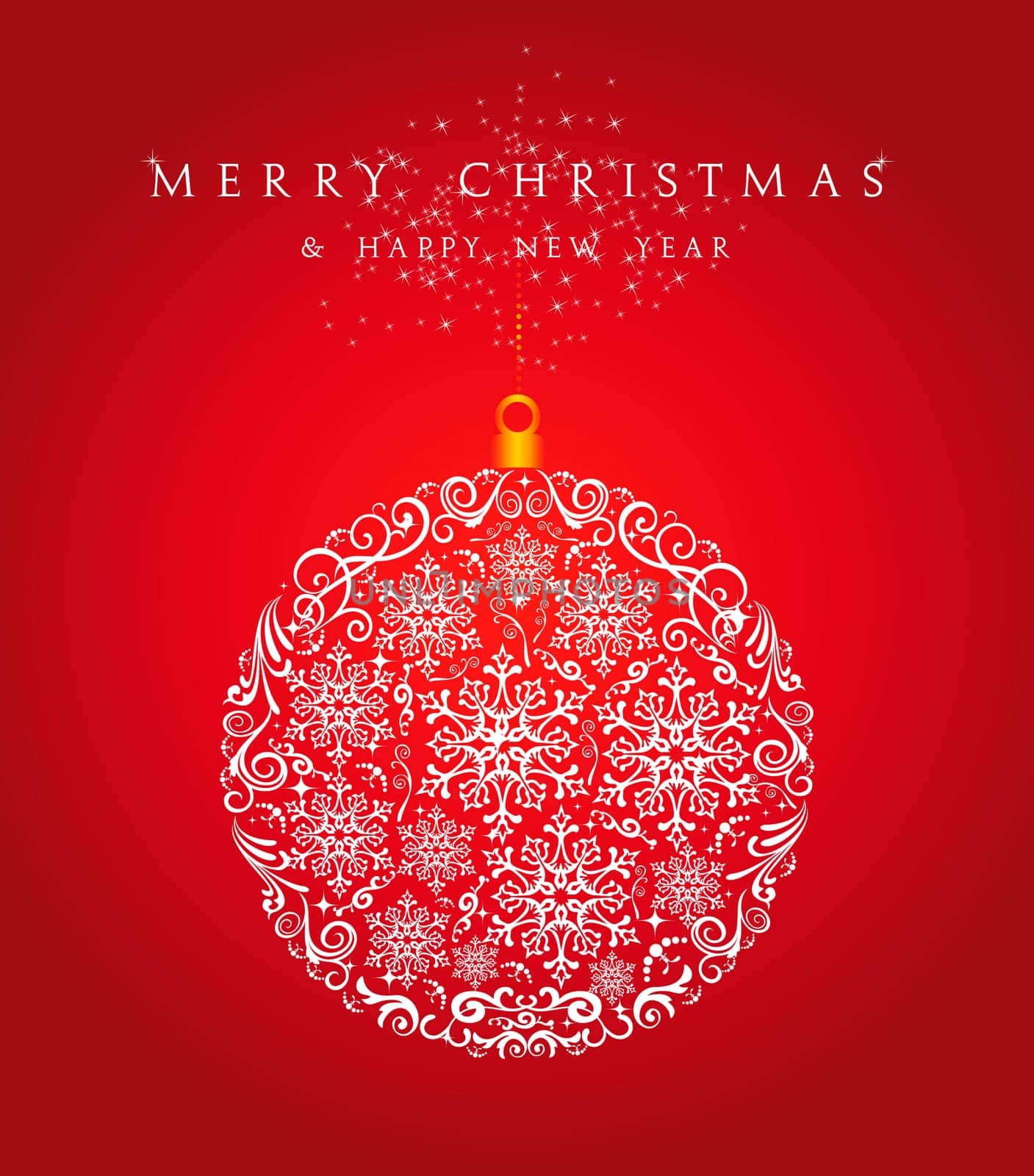 Merry Christmas snowflake bauble, season elements over red background. EPS10 vector file organized in layers for easy editing.