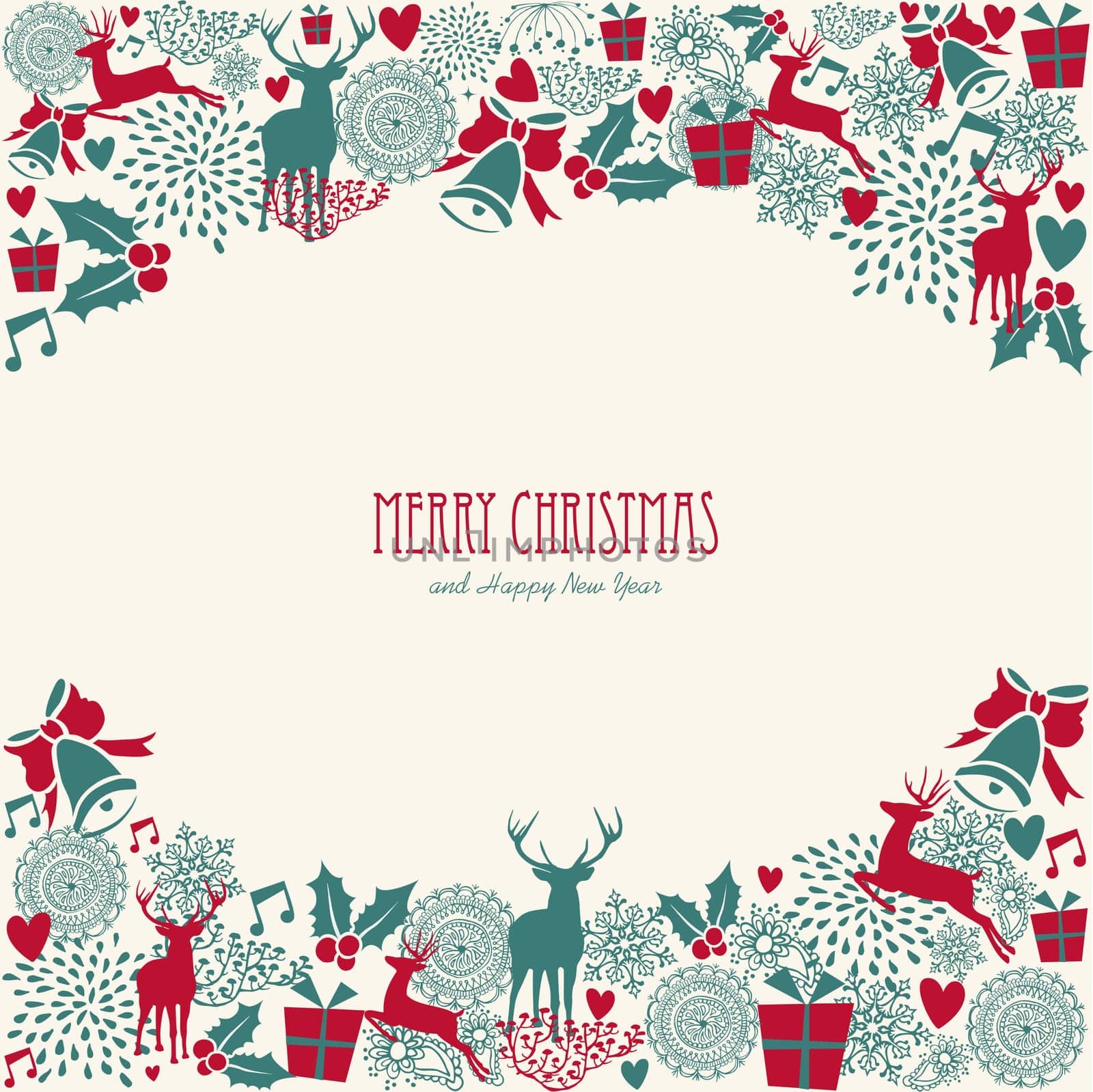 Merry Christmas holiday vintage elements frame composition background. Vector file organized in layers for easy editing.