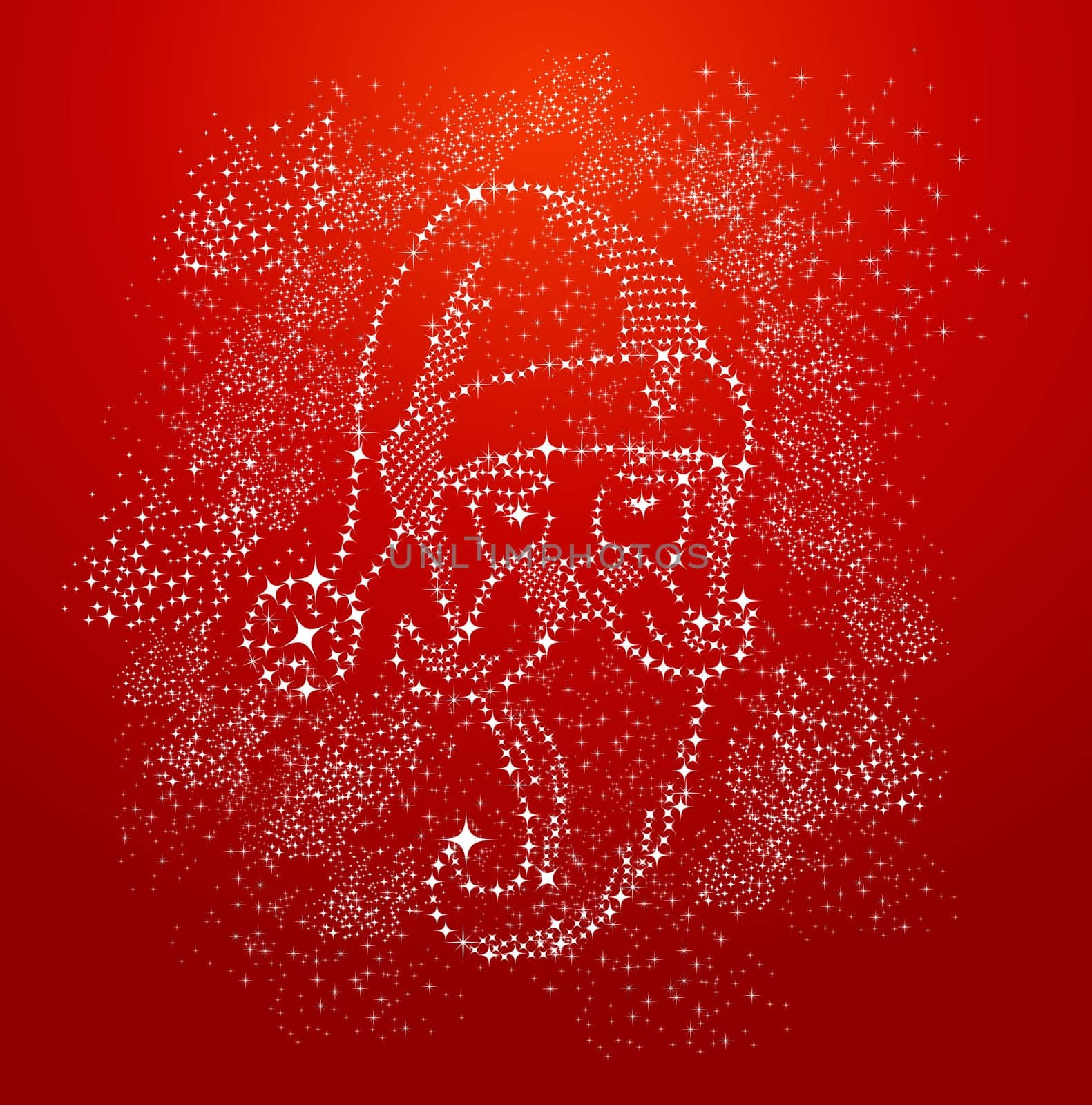 Merry Christmas Santa Claus shape stars composition and red background. Vector file organized in layers for easy editing.