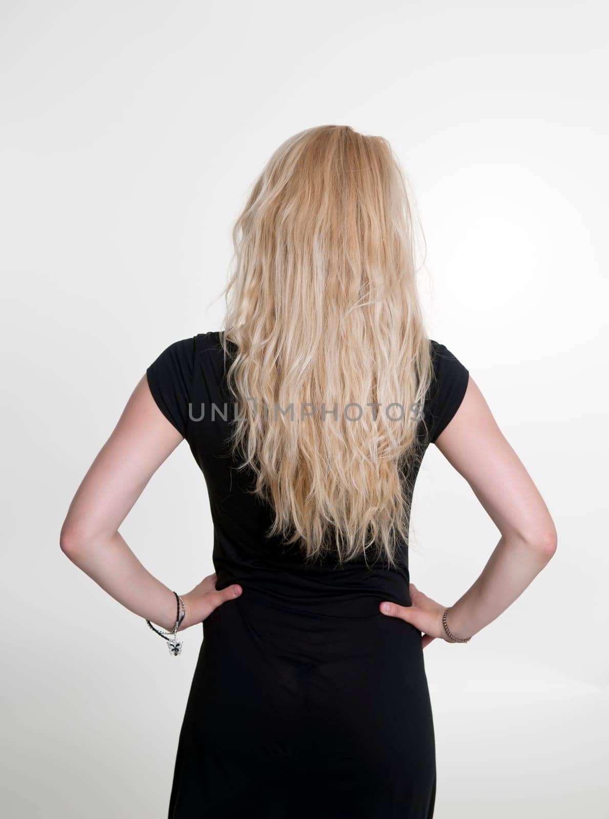 Woman in dress,rear view
