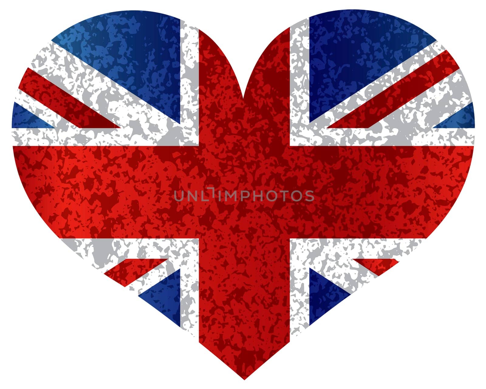 England Great Britain Union Jack Flag Heat Shape with Texture Illustration