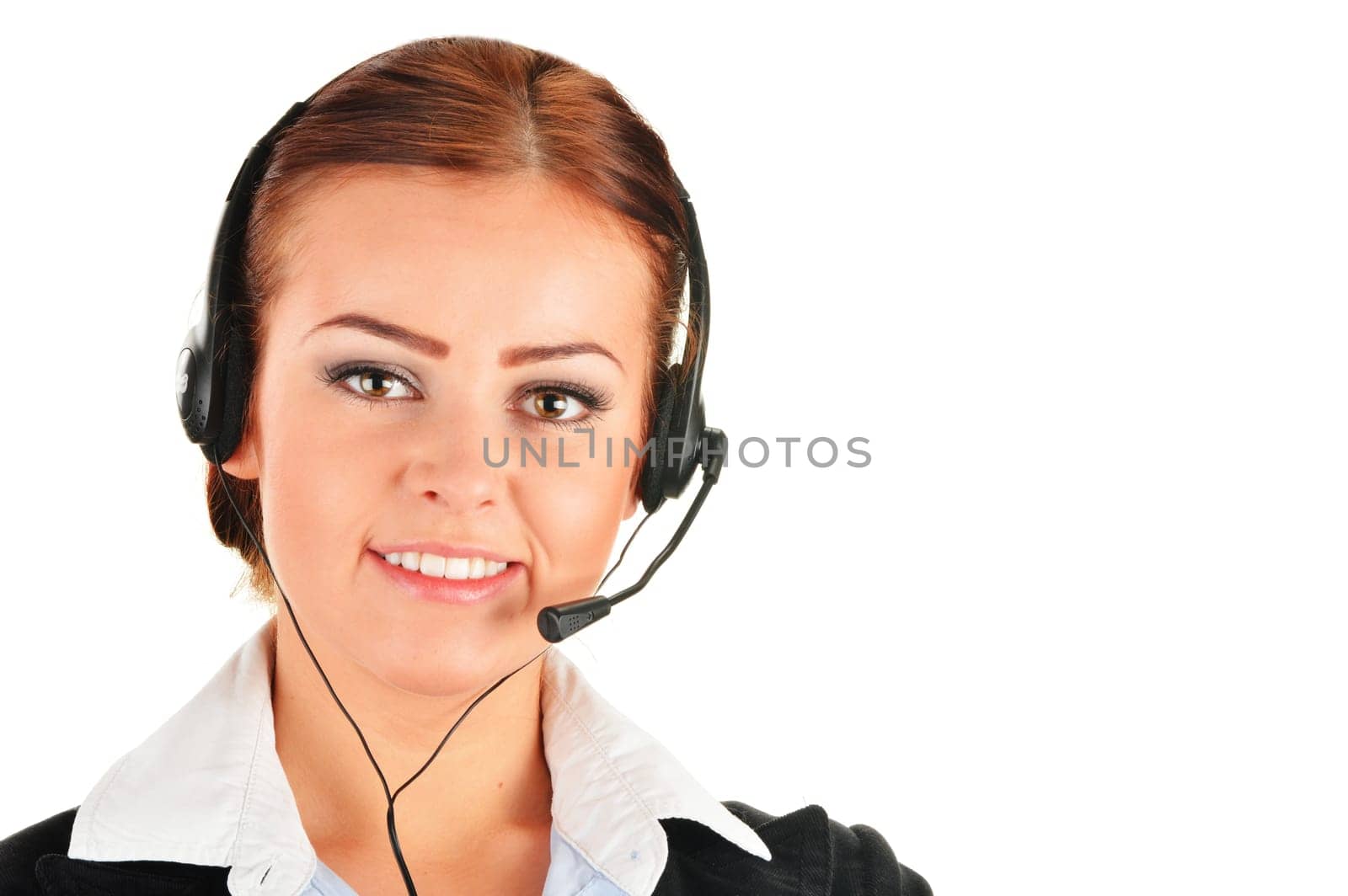 Call center operator isolated on white. Customer support. Helpdesk.