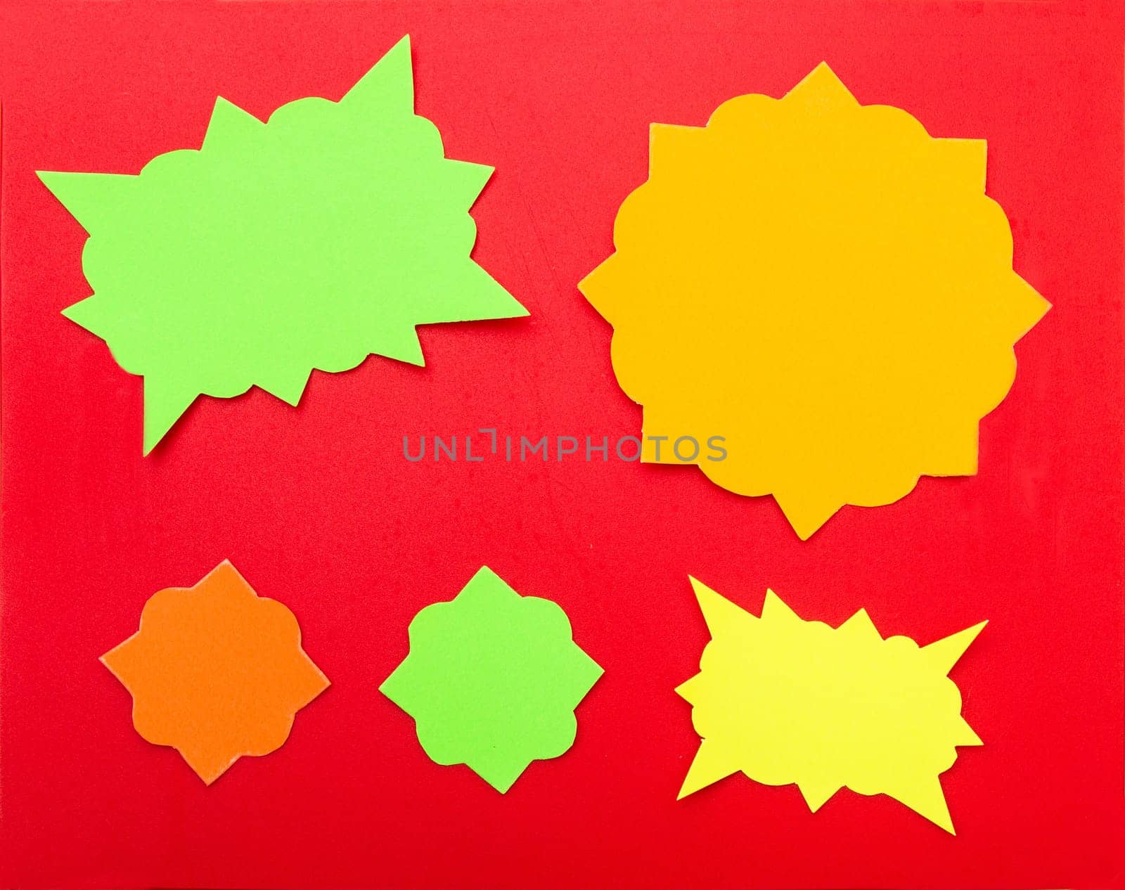 Cartoon bubbles on a red background