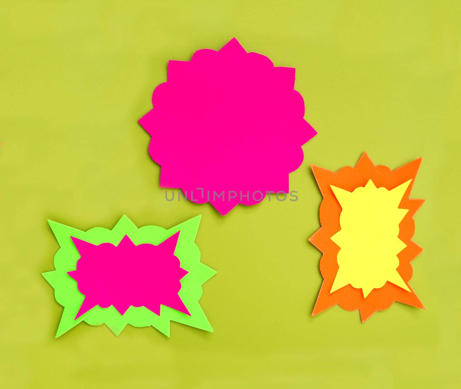 Cartoon bubbles on a green background