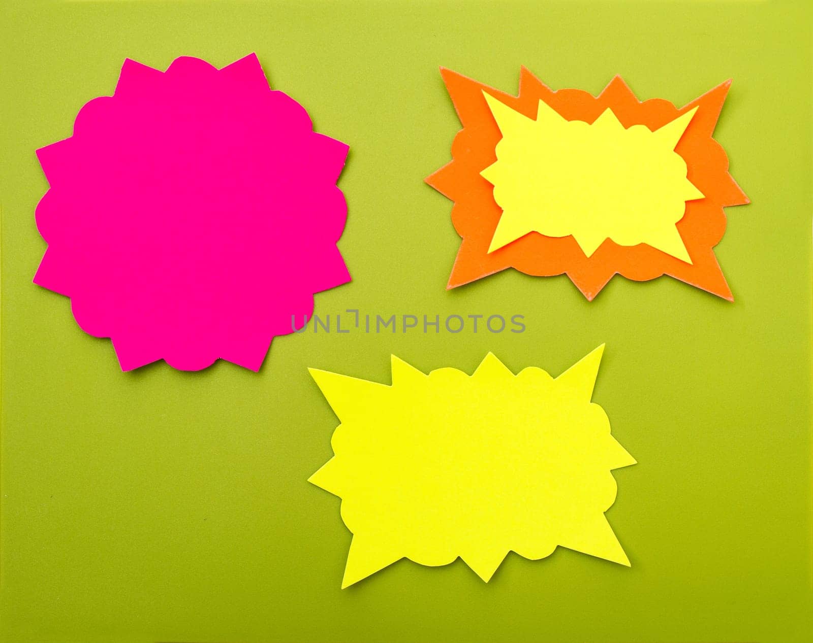 Cartoon bubbles on a green background
