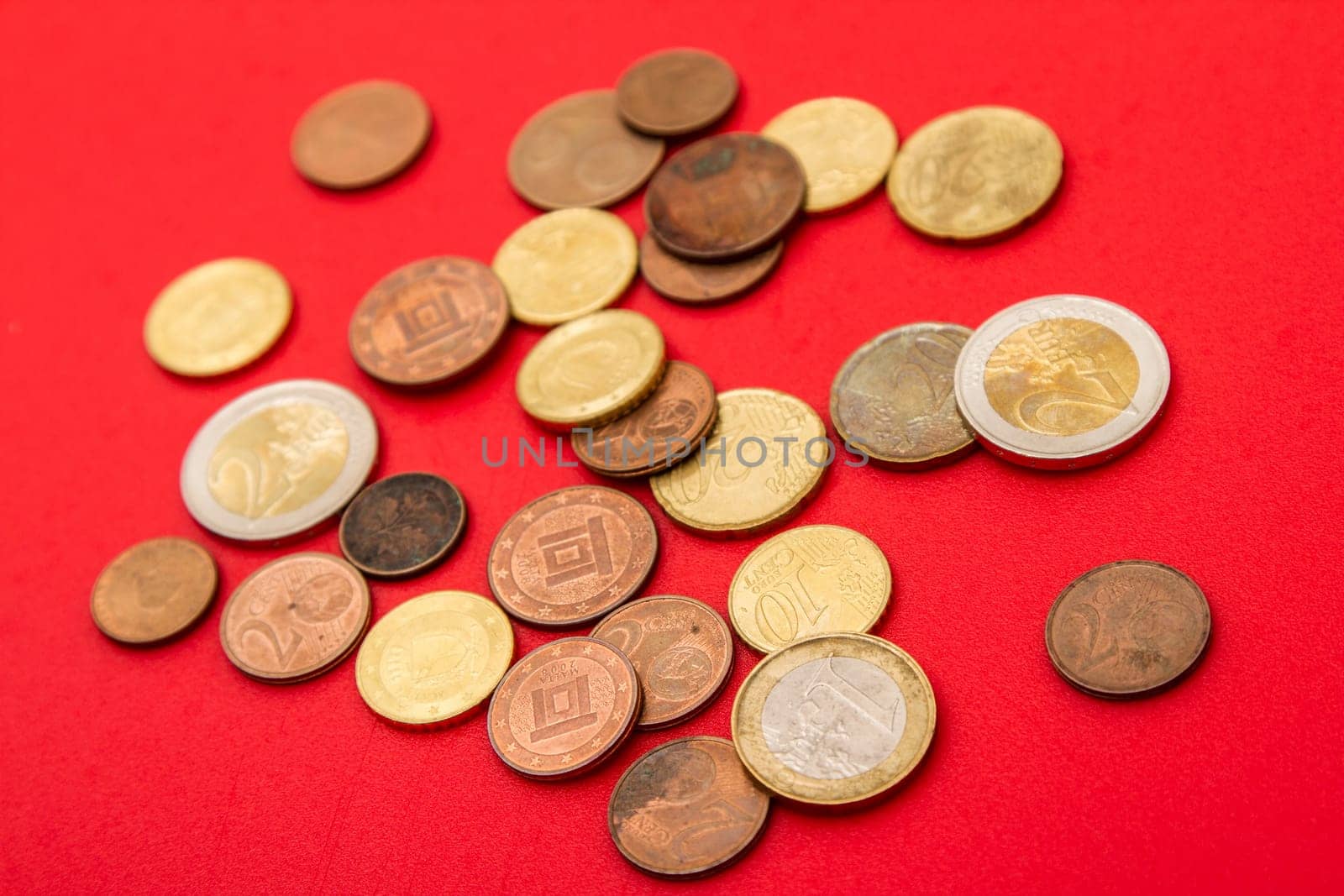A pile of euro coins.