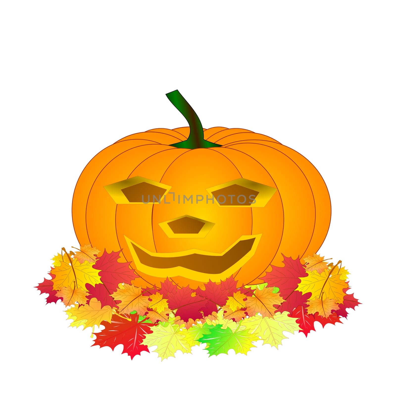 Pumpkin in autumn foliage