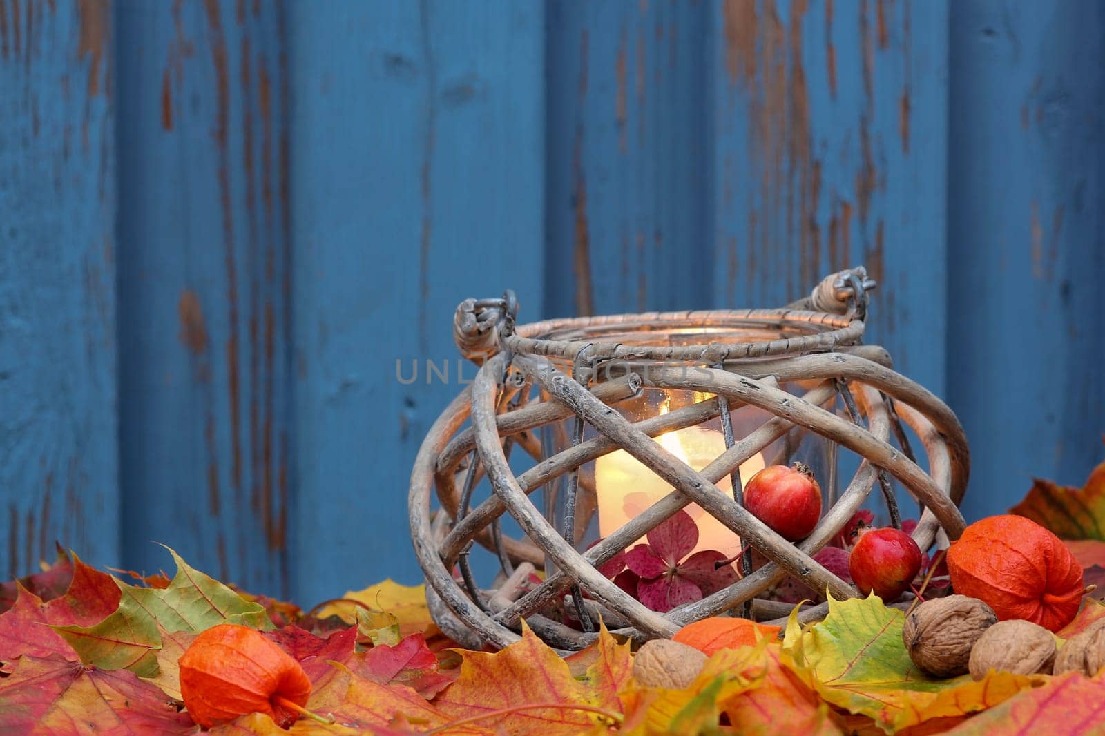 Lantern in autumn,colored autumn