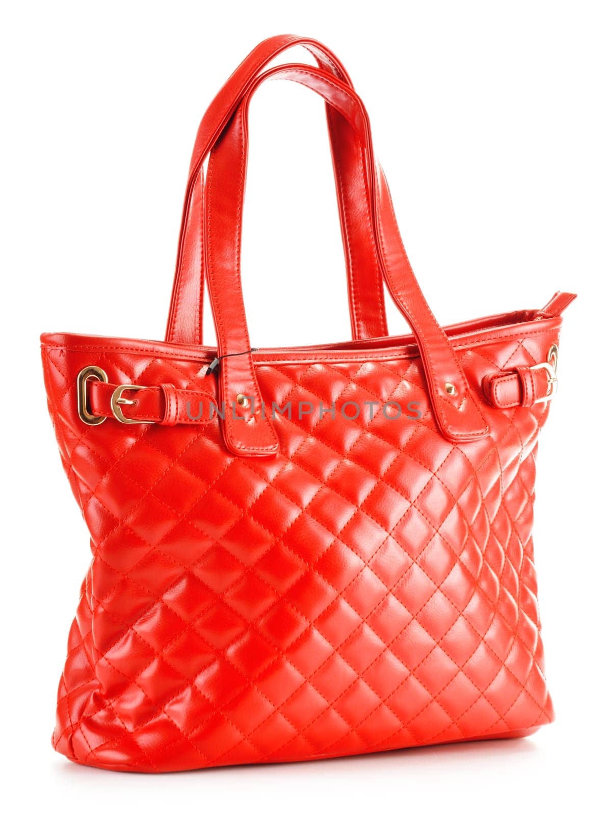 Rad leathe hand bag isolated on white background