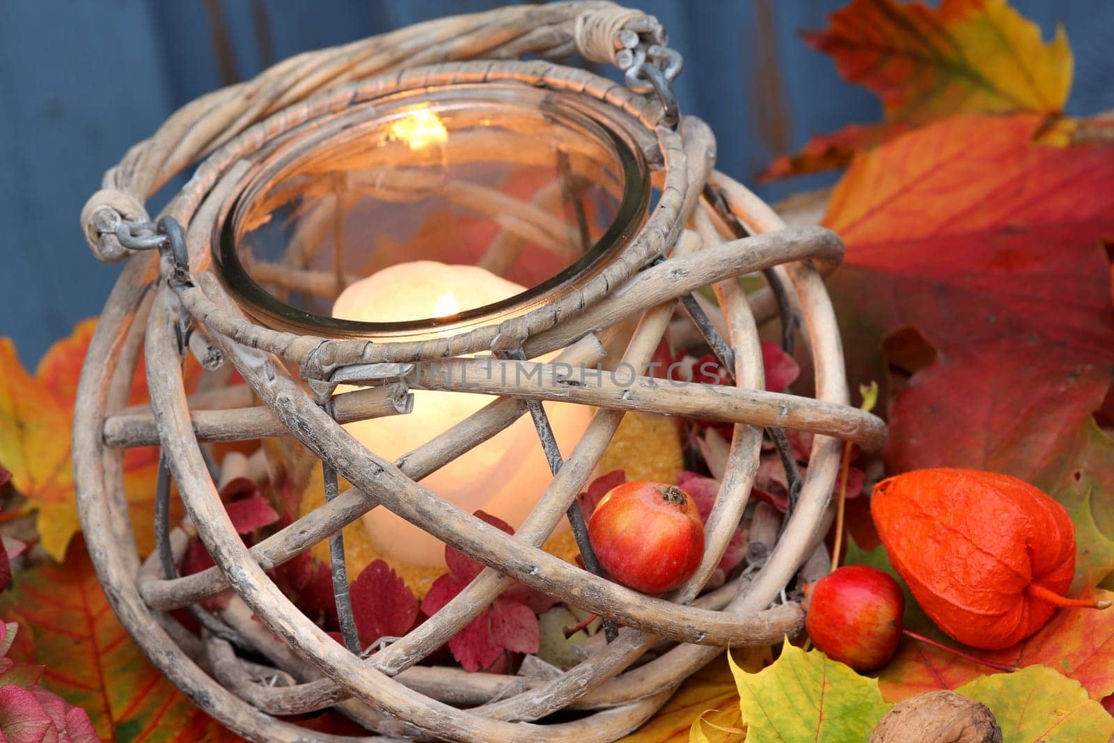 Lantern in autumn,colored autumn