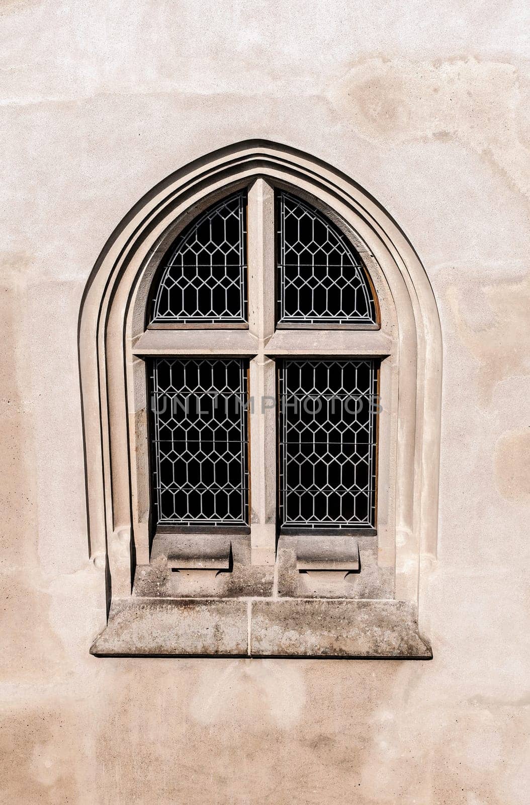 Medieval castle gothic window in Central Bohemia.