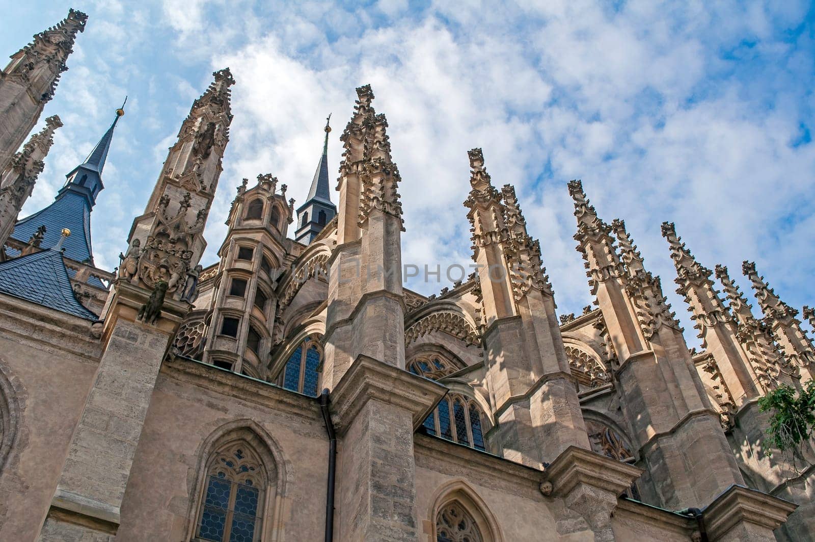Detail of historic Saint Barbara's Church, Kutna Hora, Czech Republic.