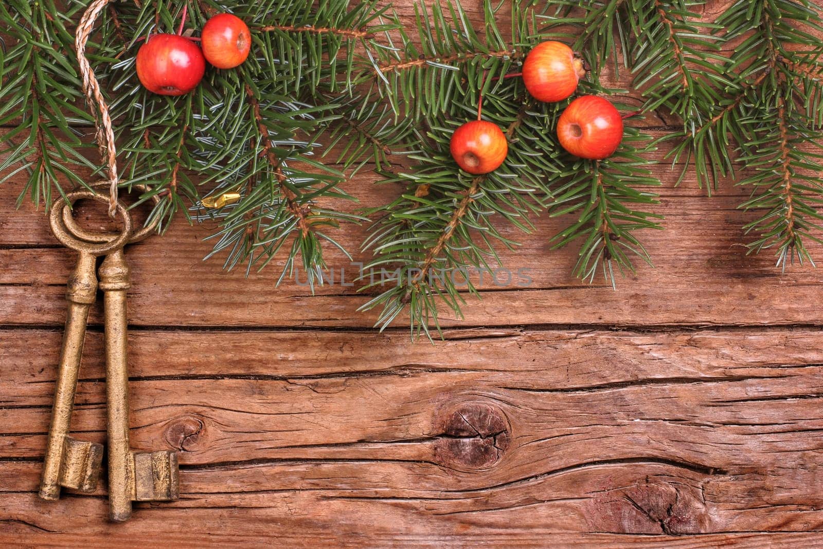 Wooden background with old keys