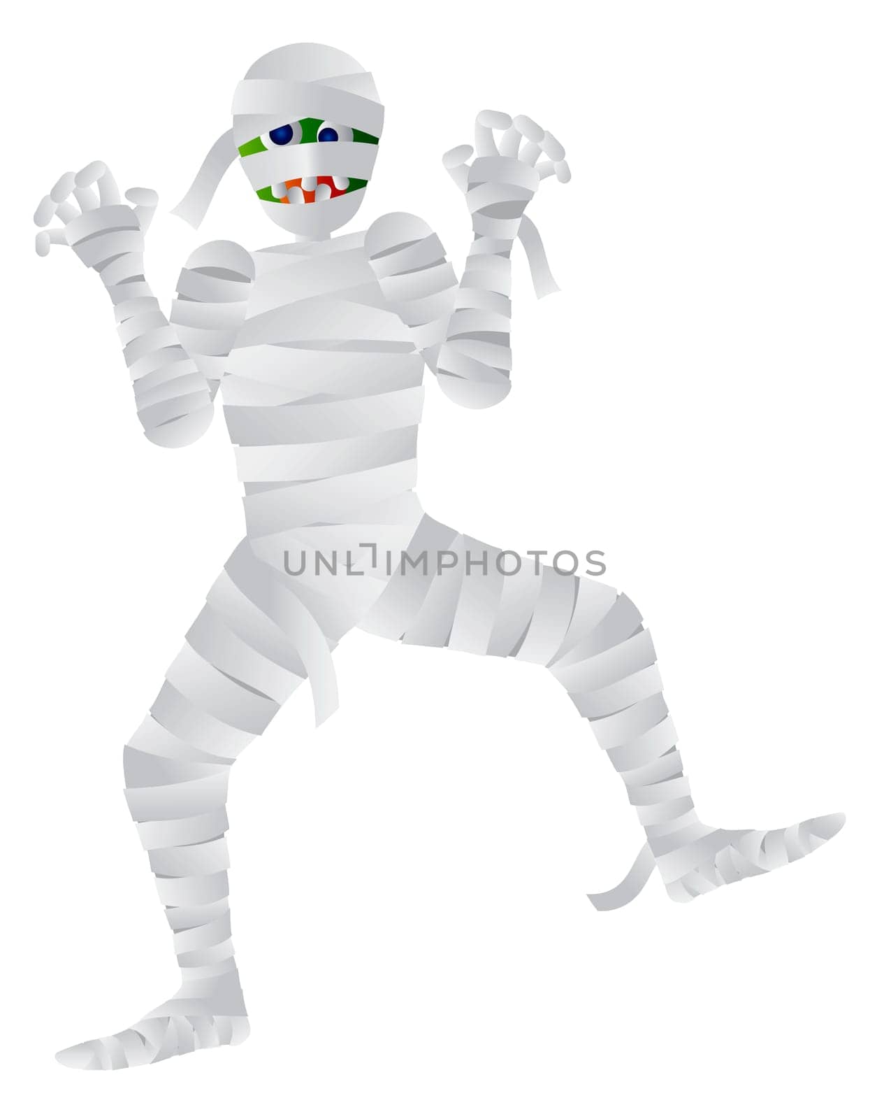 Halloween Mummy Cartoon Isolated on White Background Illustration