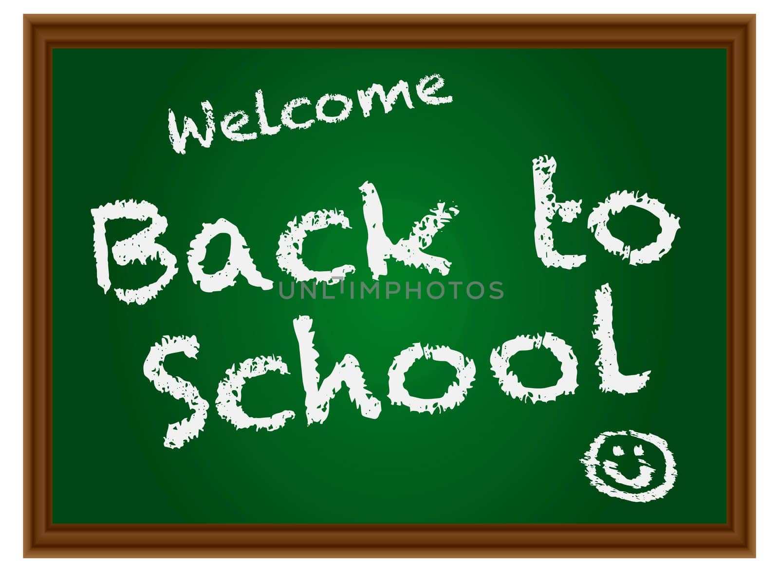 Back To School Chalkboard with Text and Smiling Face Symbol Illustration