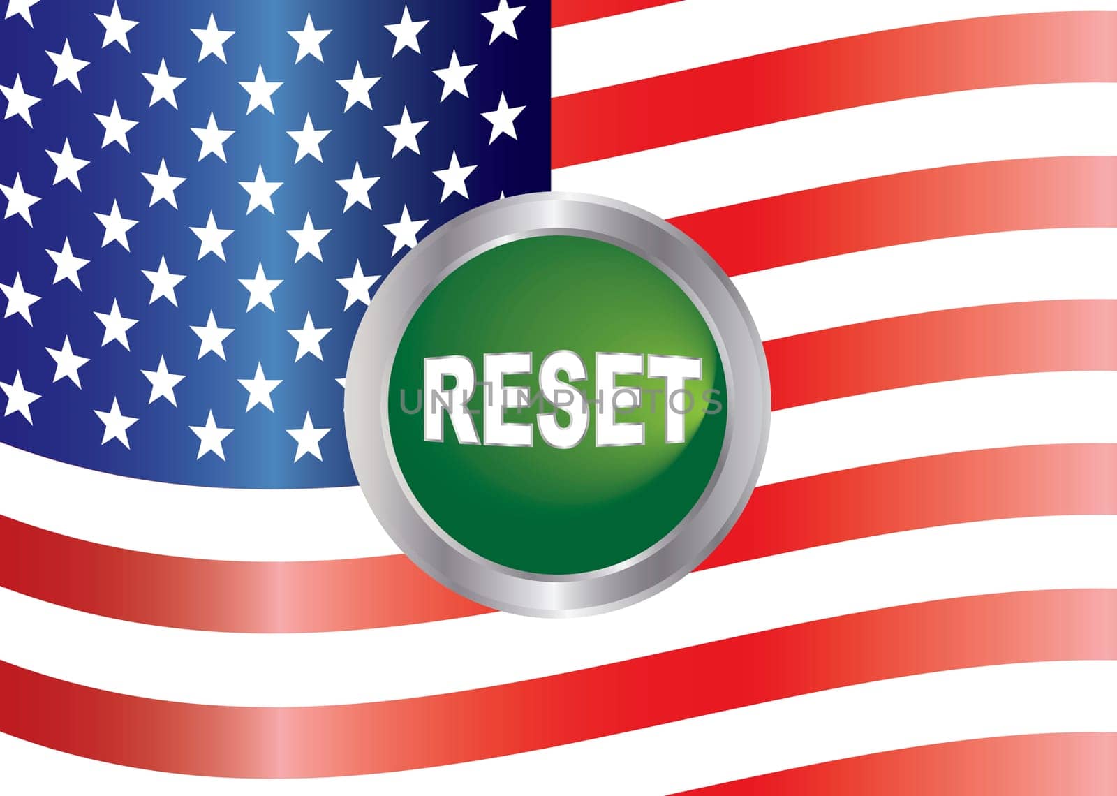 Government Shutdown Reset Button with US American Flag Background Illustration