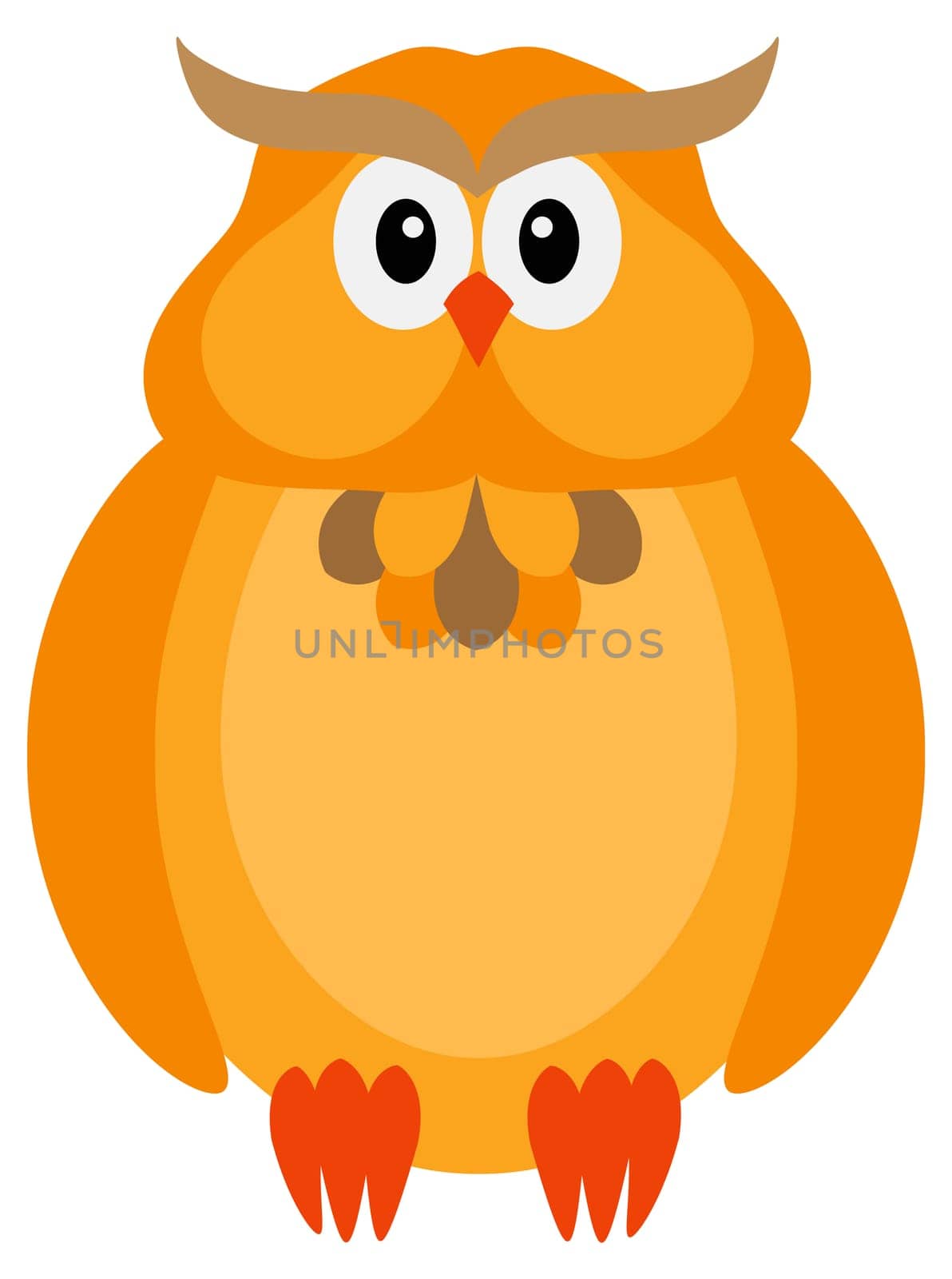 Happy Halloween Orange Fall Color Tone Cute Cartoon Owl Isolated on White Background Illustration
