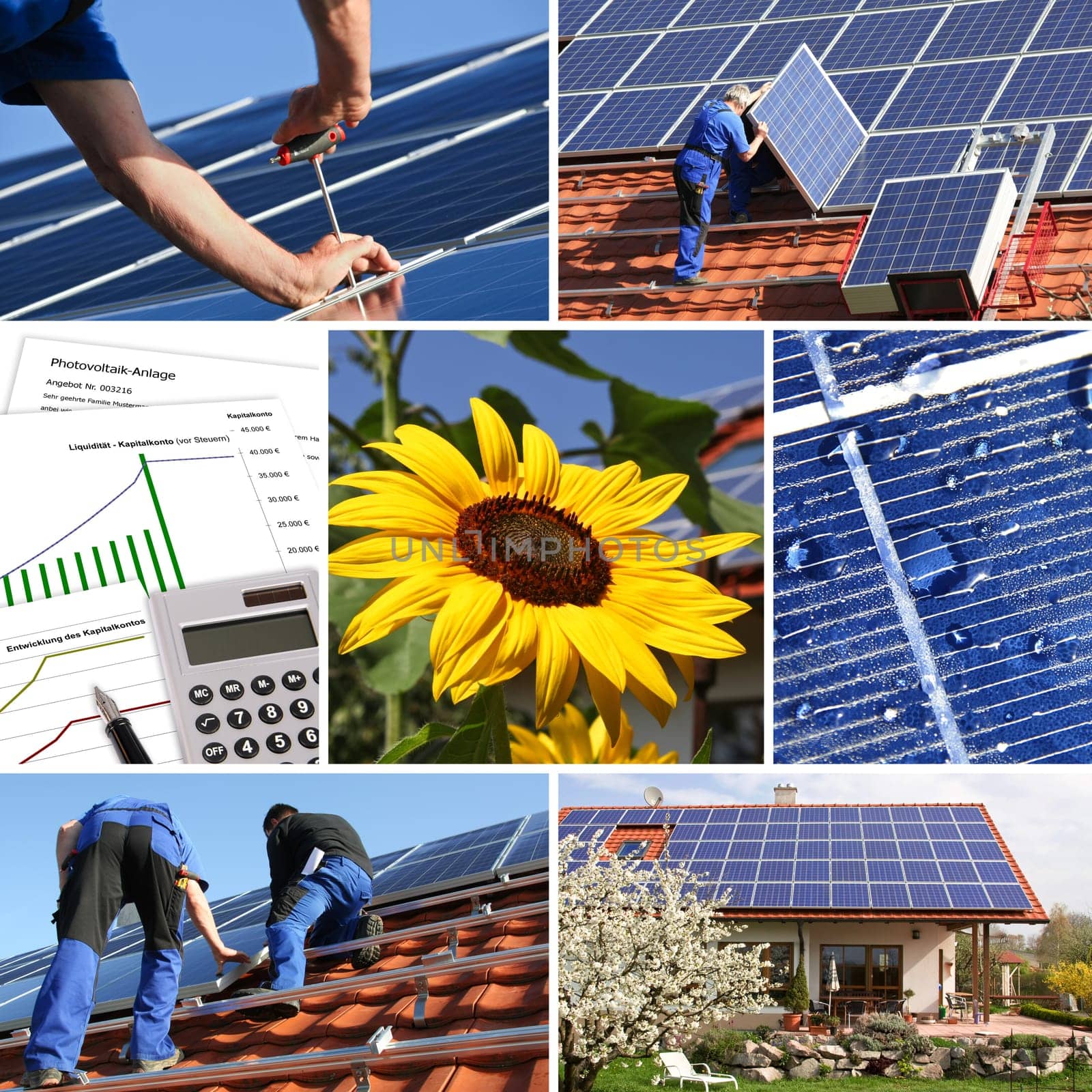 Collage,solar offer and installation