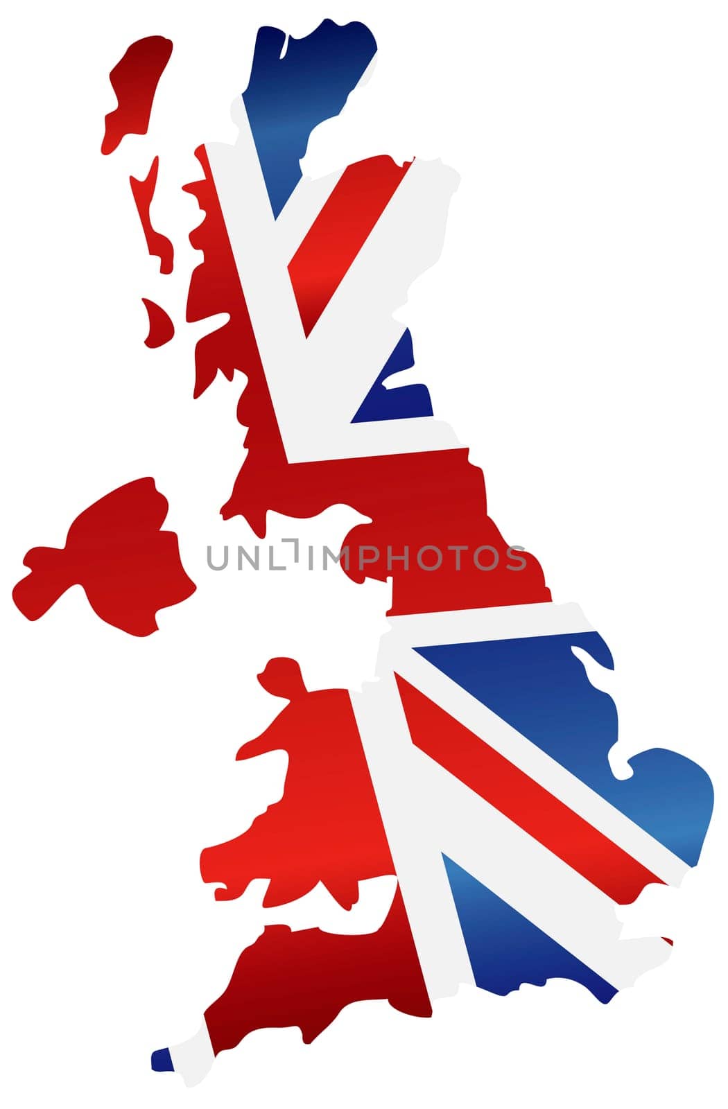 uk great britain union jack flag in map silhouette illustration