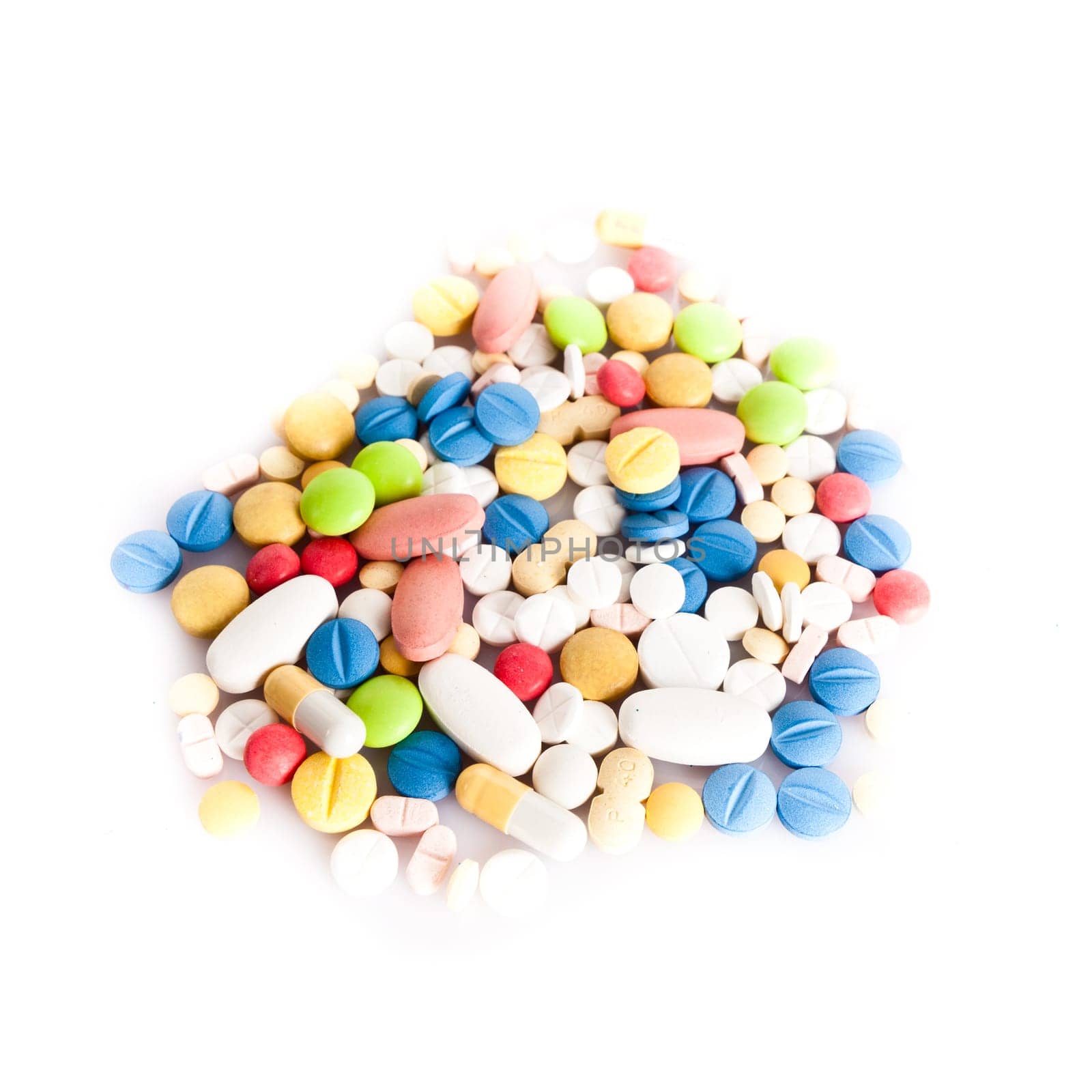 colorful pills isolated on white