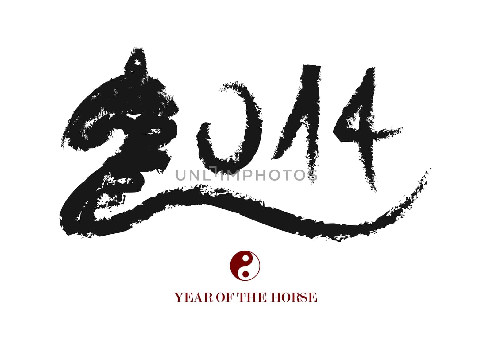 2014 Chinese New Year of the Horse paint brush composition. Vector file organized in layers for easy editing..