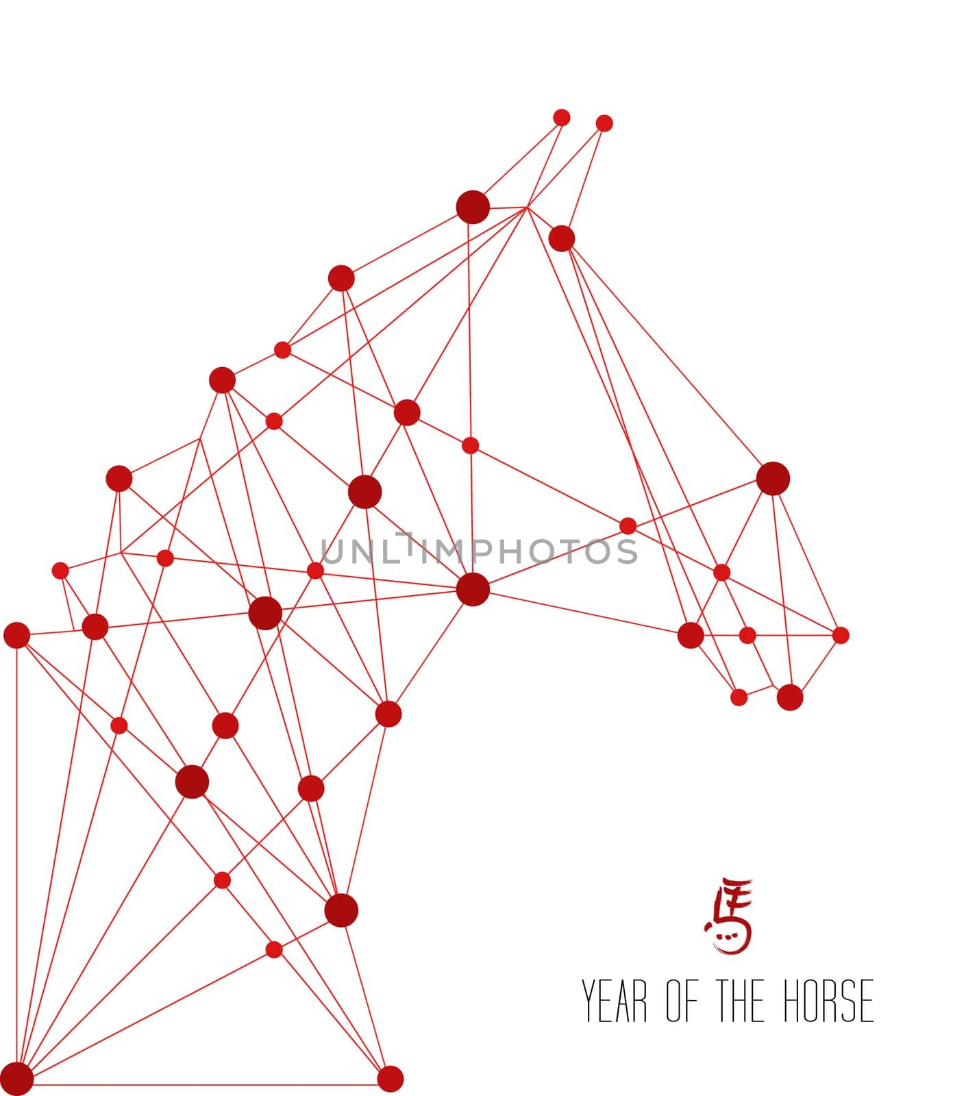 2014 Chinese New Year of the Horse silhouette triangle web composition. Vector file organized in layers for easy editing.