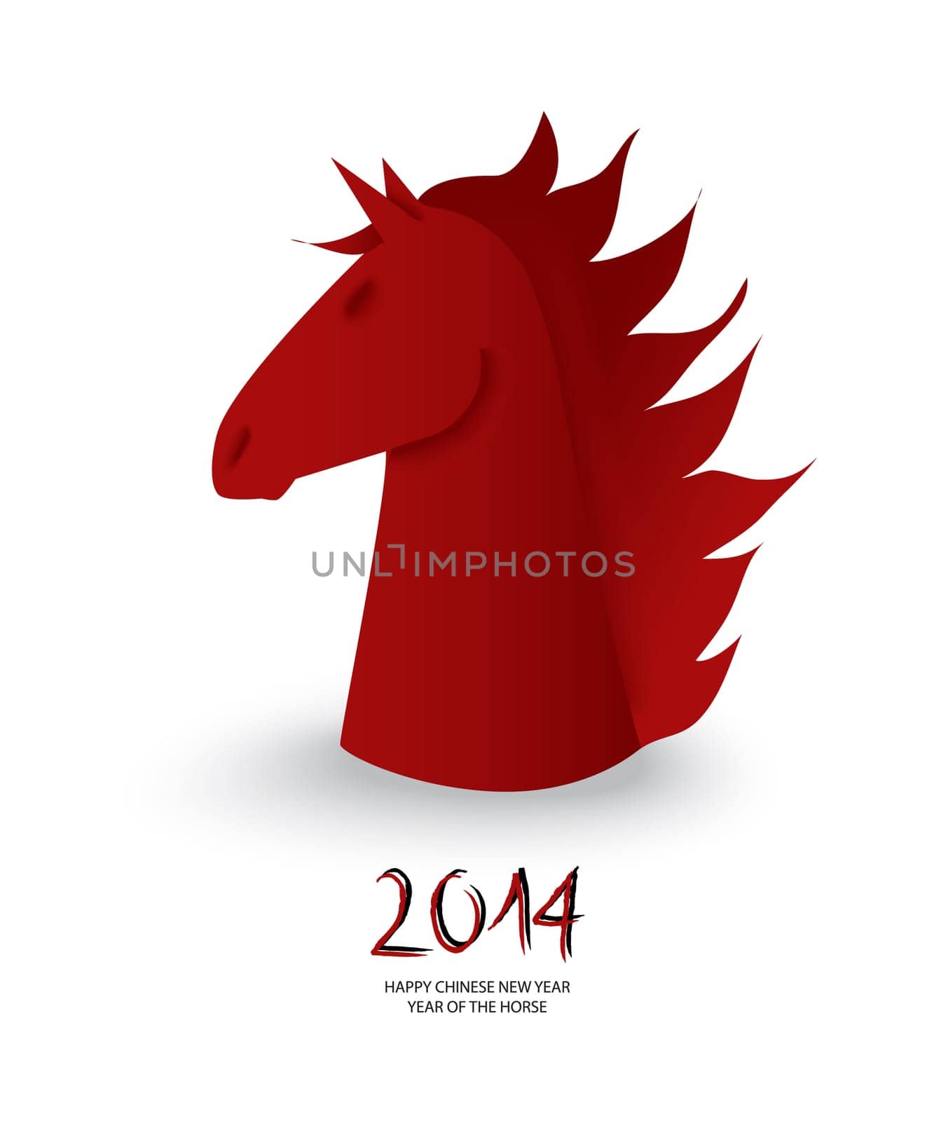 2014 Chinese New Year of the Horse, red chess figure illustration. Vector file organized in layers for easy editing.