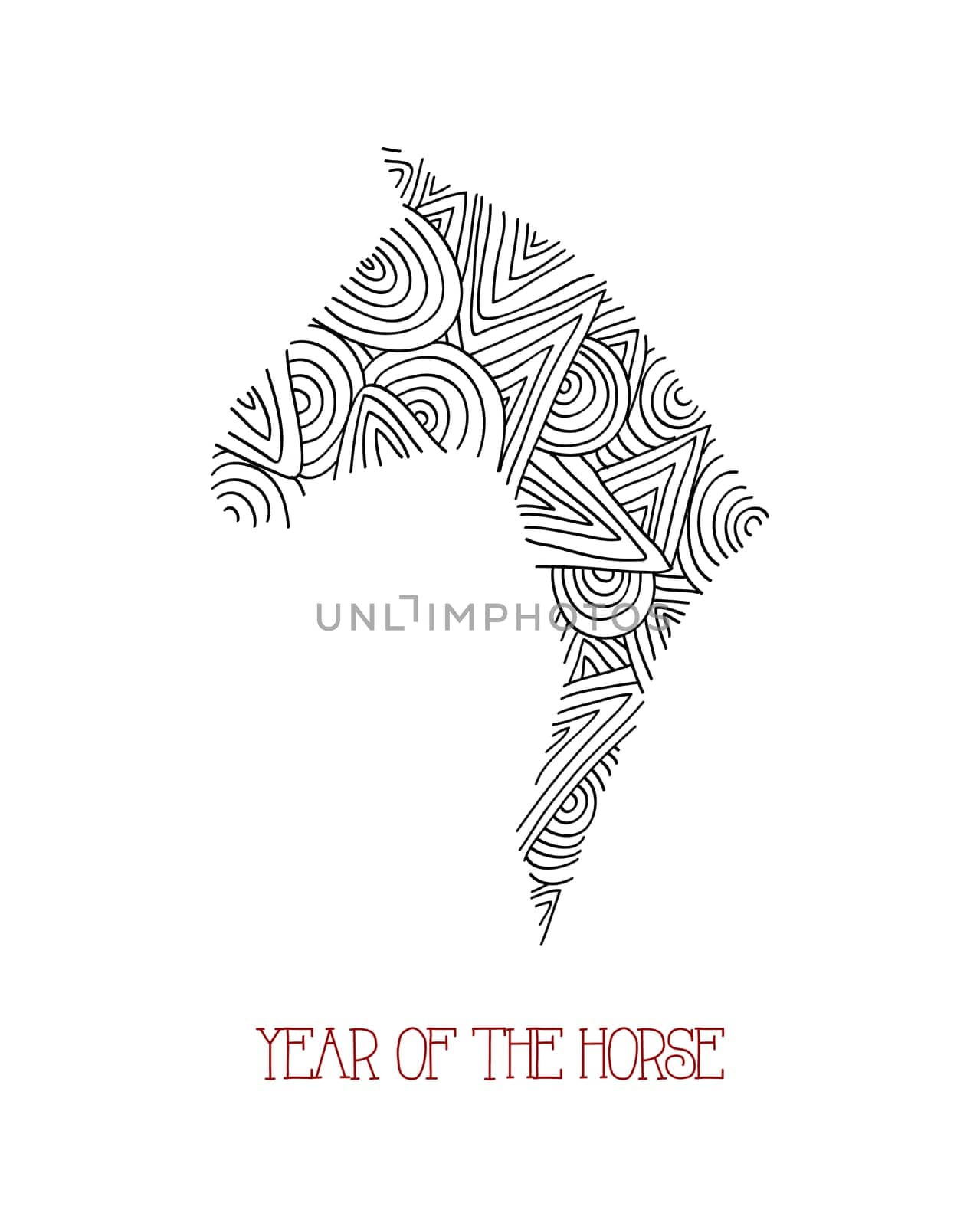 Chinese New Year of the Horse 2014, hand drawn animal composition background. Vector file organized in layers for easy editing.