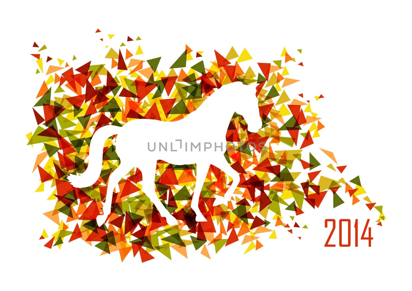 2014 Chinese New Year of the Horse animal silhouette over triangle background. EPS10 vector file with transparency.