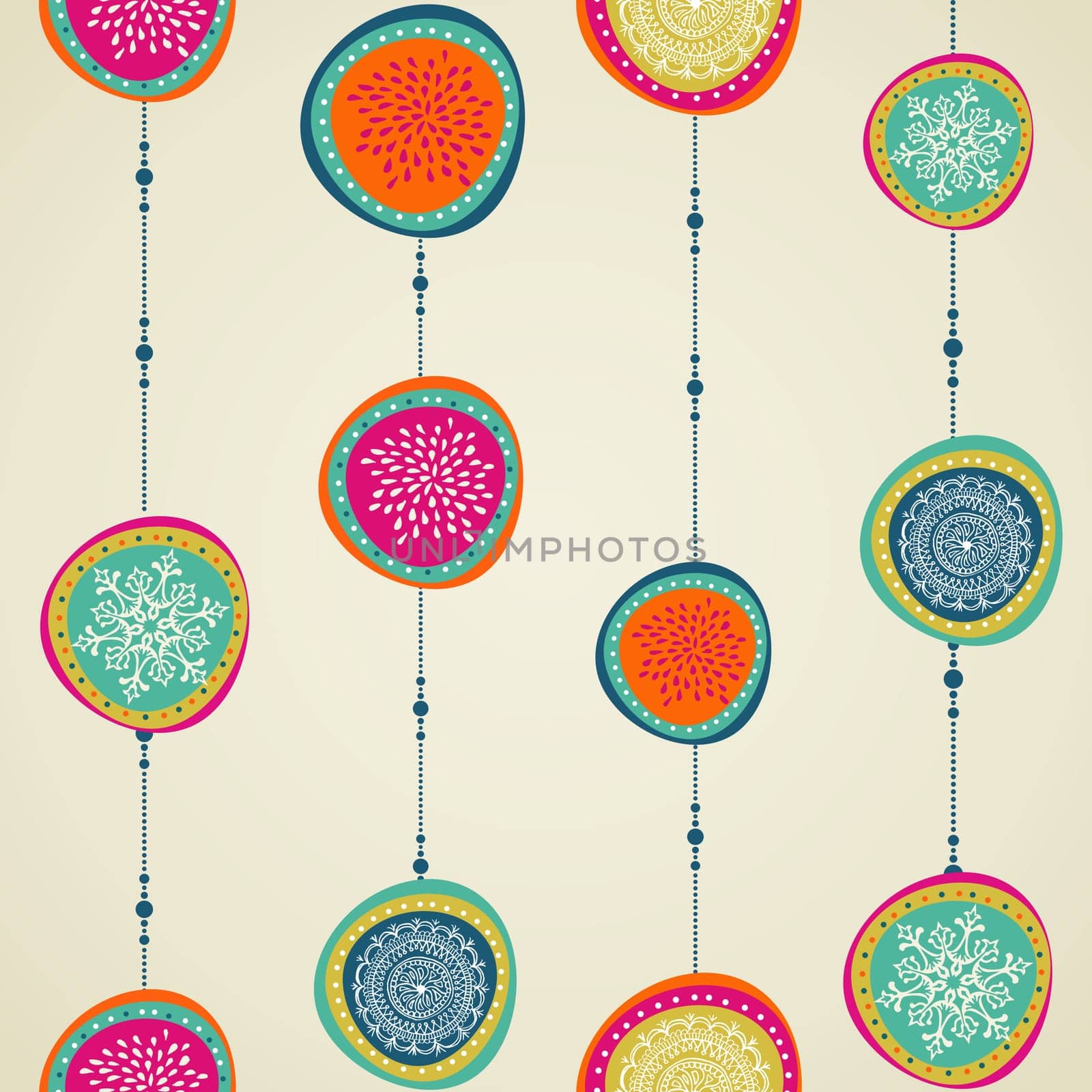 Christmas decorations ornament circle bauble seamless pattern background. Vector file organized in layers for easy editing.