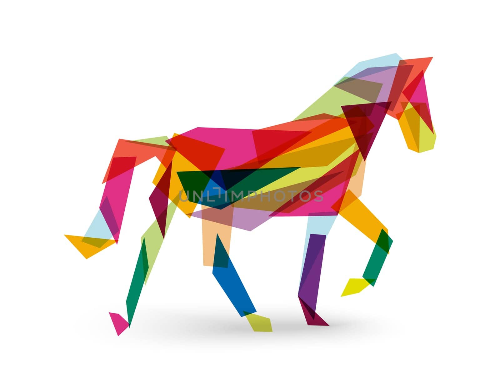 2014 Chinese New Year of the Horse colorful abstract triangle silhouette composition. EPS10 vector file with transparency layers.