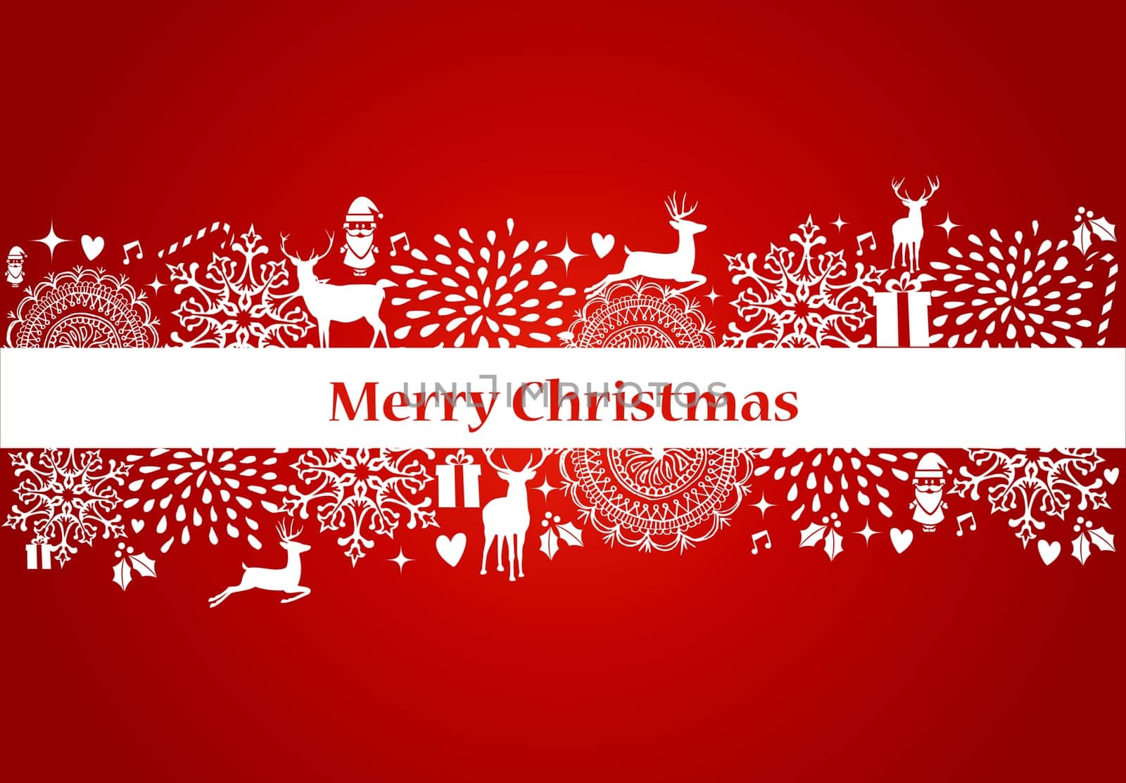 Christmas decorations elements and ornaments over red postcard background. Vector file organized in layers for easy editing.