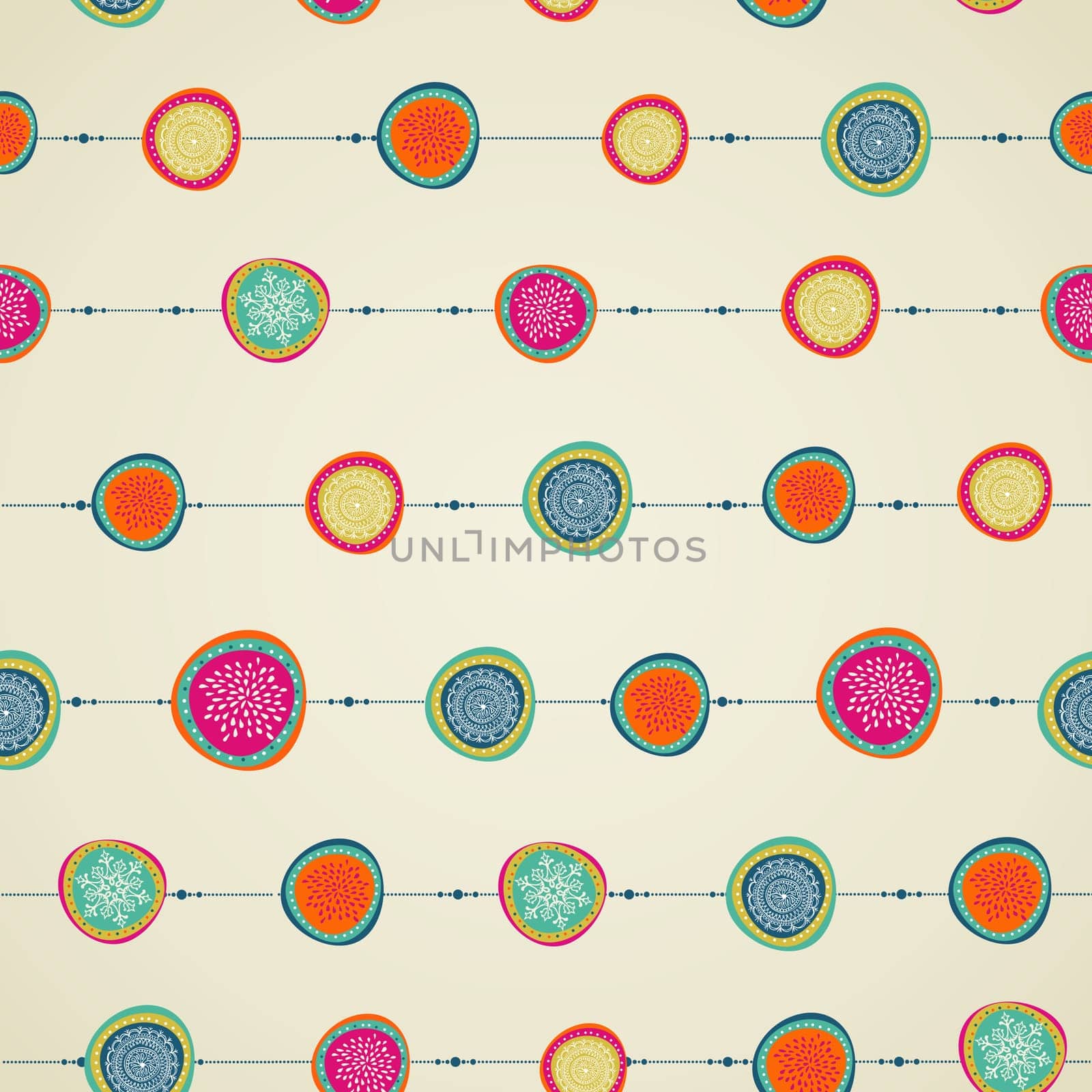 Christmas decorations ornament circle bauble seamless pattern background. Vector file organized in layers for easy editing..