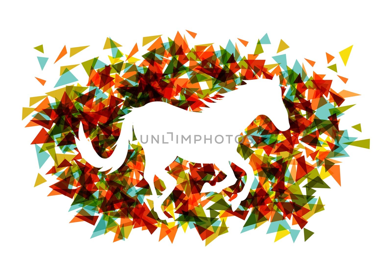 Chinese New Year of the Horse 2014, silhouette colorful triangle illustration. EPS10 vector file with transparency.