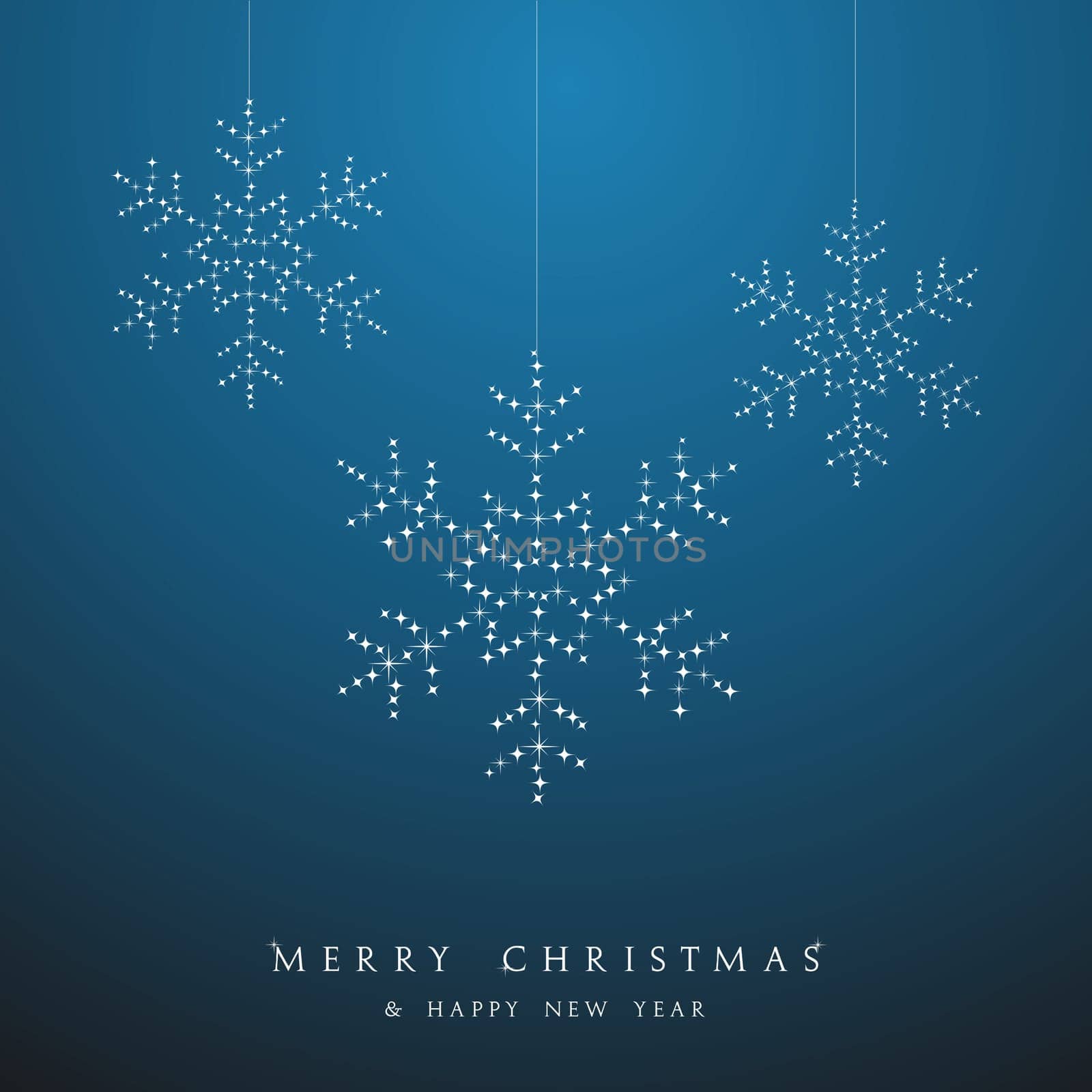 Luxury Christmas decorations ornaments hanging snowflakes postcard background. Vector file organized in layers for easy editing.