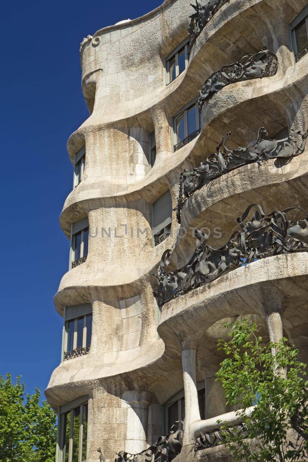 Casa Mila in Barcelona. Vertically.(Catalunya, Spain)