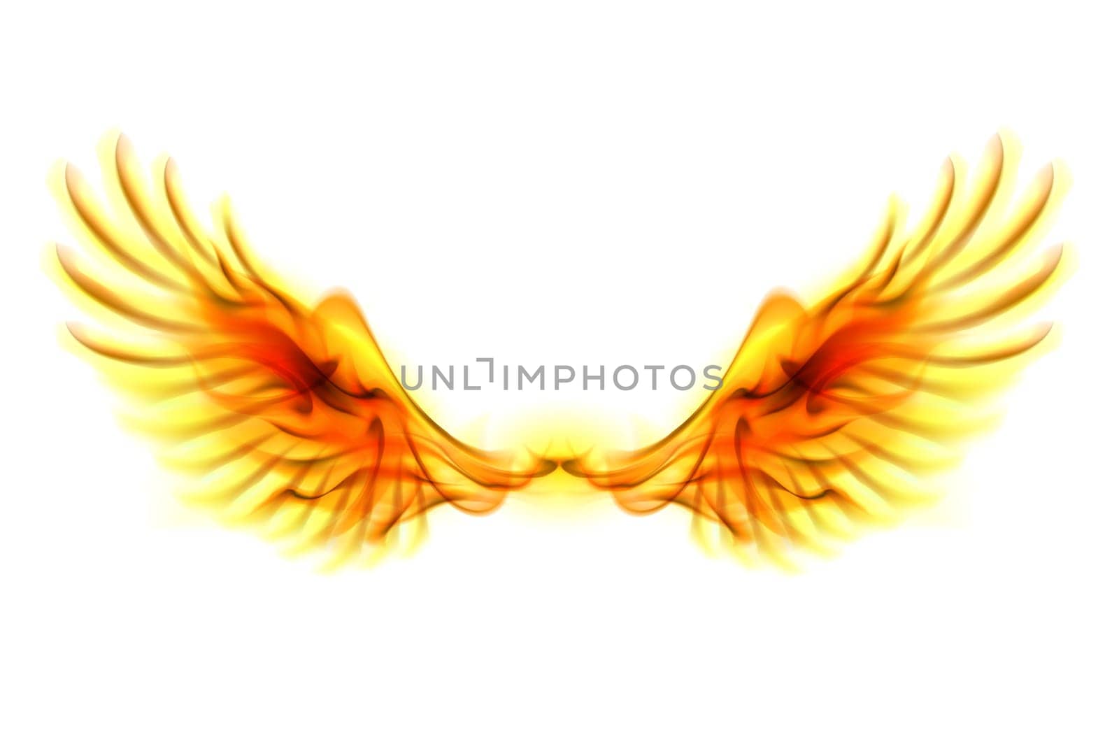 Illustration of fire wings on white background.