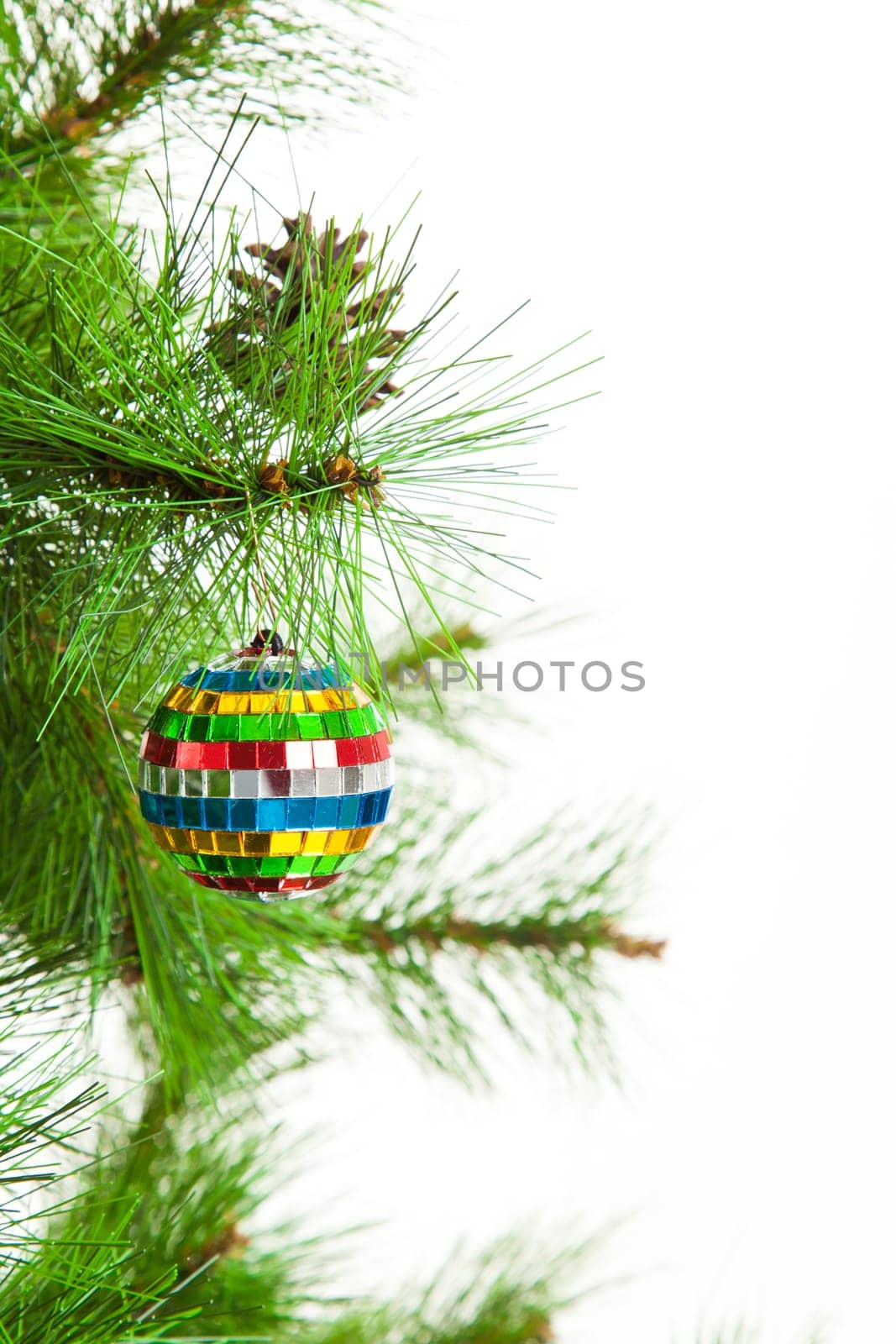 christmas ball and fir tree