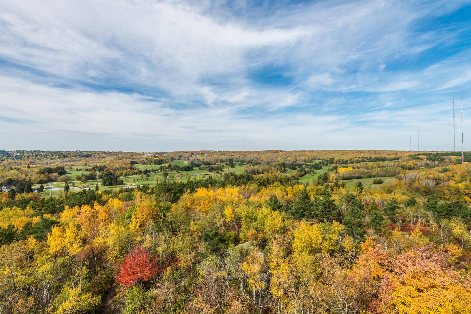 Autumn colored scene near harbor of Lake Superior